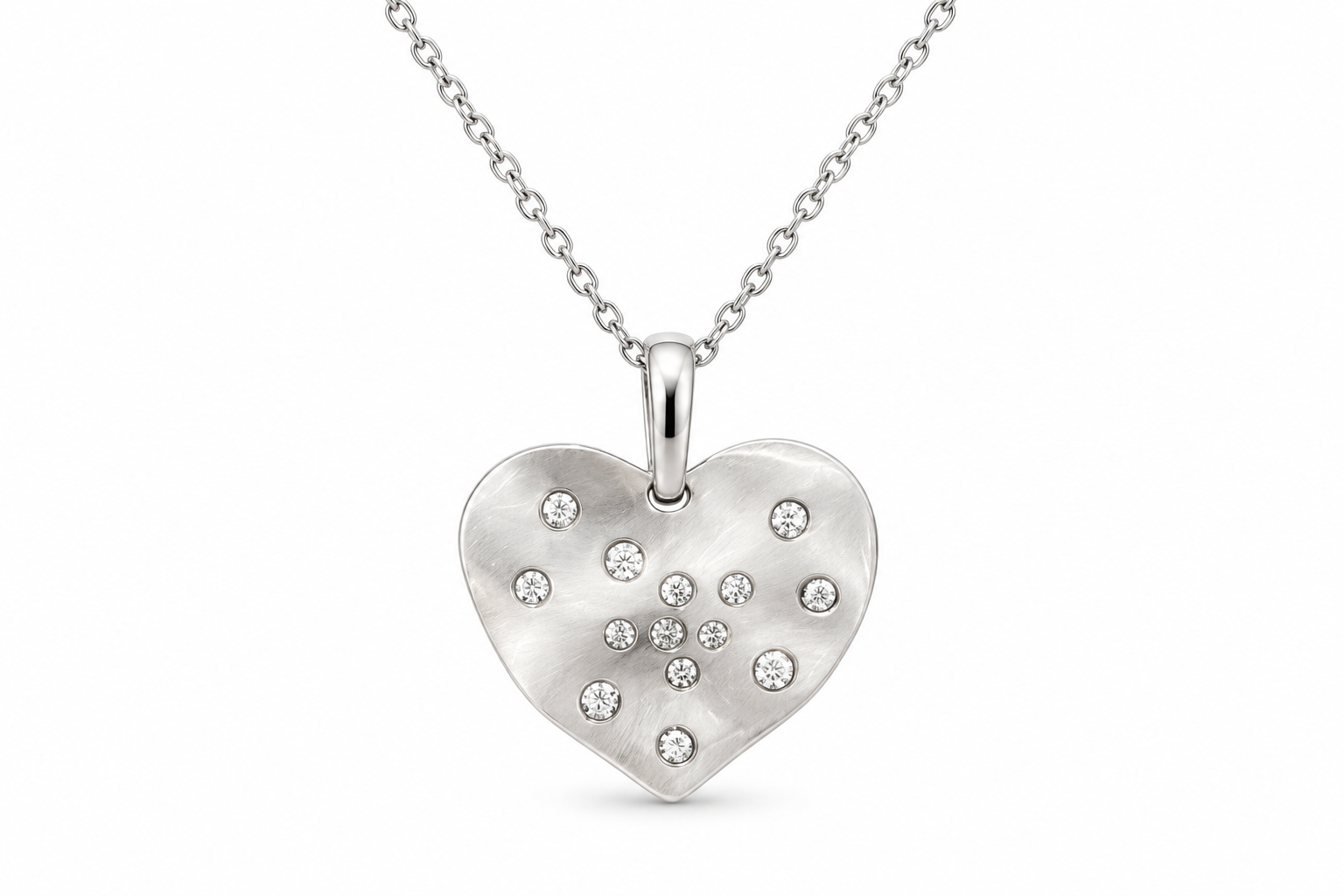 14KT White Gold 0.22 CTW Heart Diamond Pendant [K16H]