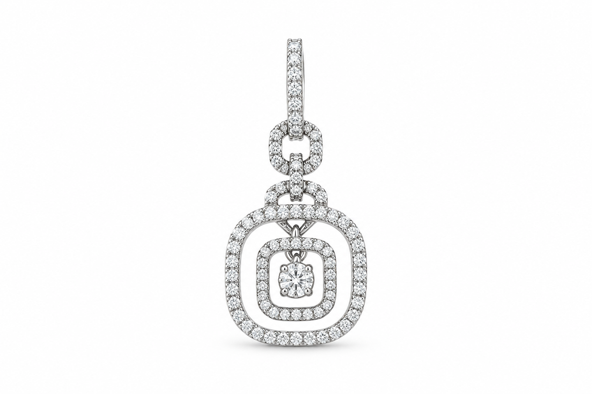 14KT White Gold 0.30 CTW Dangling Diamond Pendant [K11H]