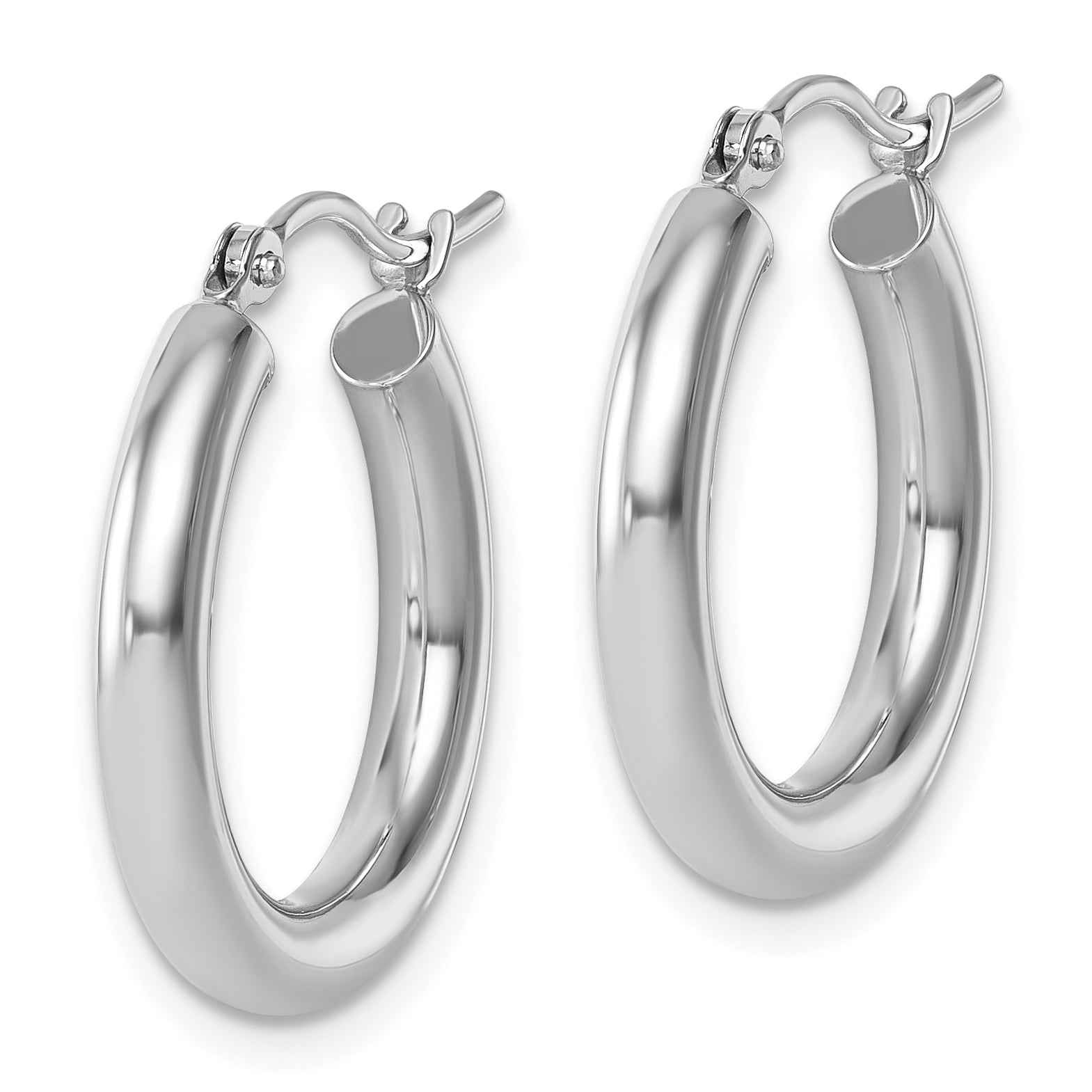 14K White Gold Polished Hoop Earrings