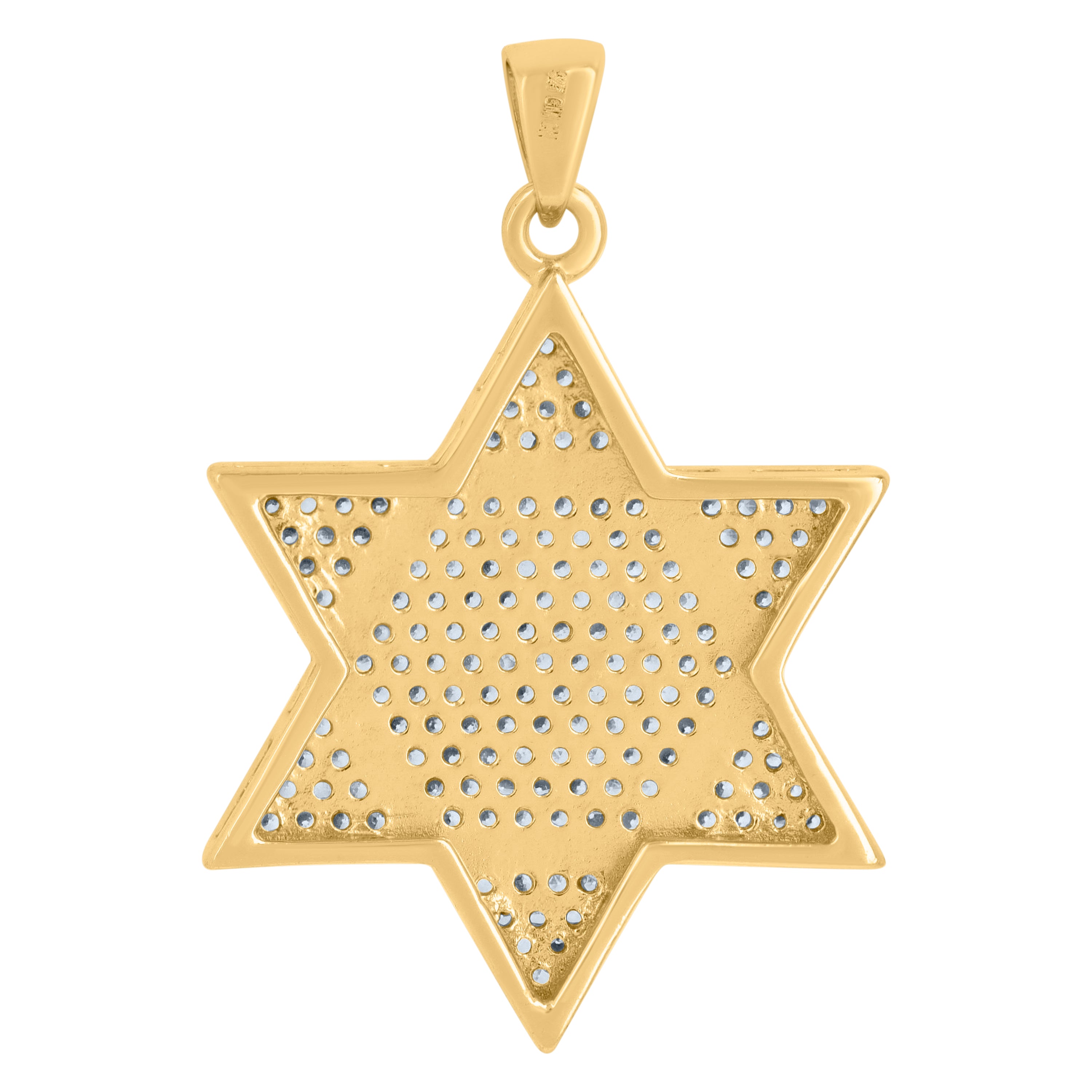 925 Sterling Silver Yellow-tone Men Cubic-Zirconia Star Of David Religious Symbol Charm Pendant