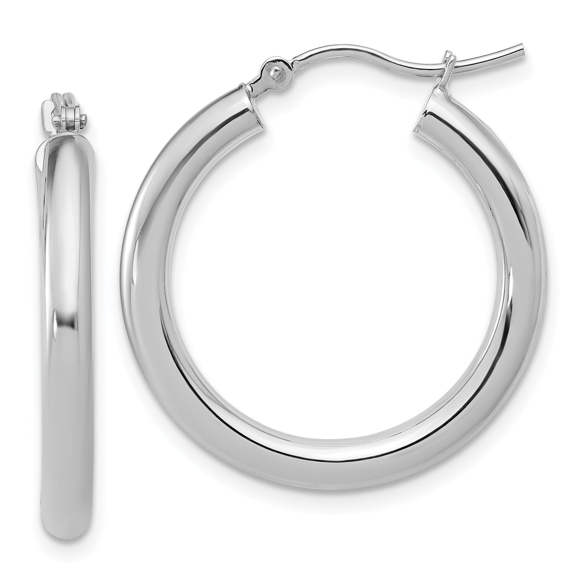 14K White Gold Polished Hoop Earrings