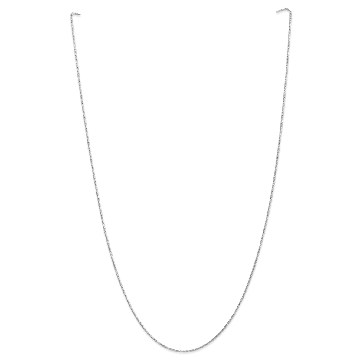 14K White Gold 18 Inch 1Mm Round Parisian Wheat With Lobster Clasp Chain