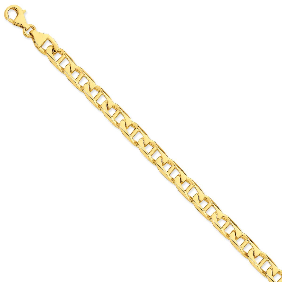 14K 8 Inch 9Mm Hand Polished Fancy Anchor Link With Fancy Lobster Clasp Bracelet