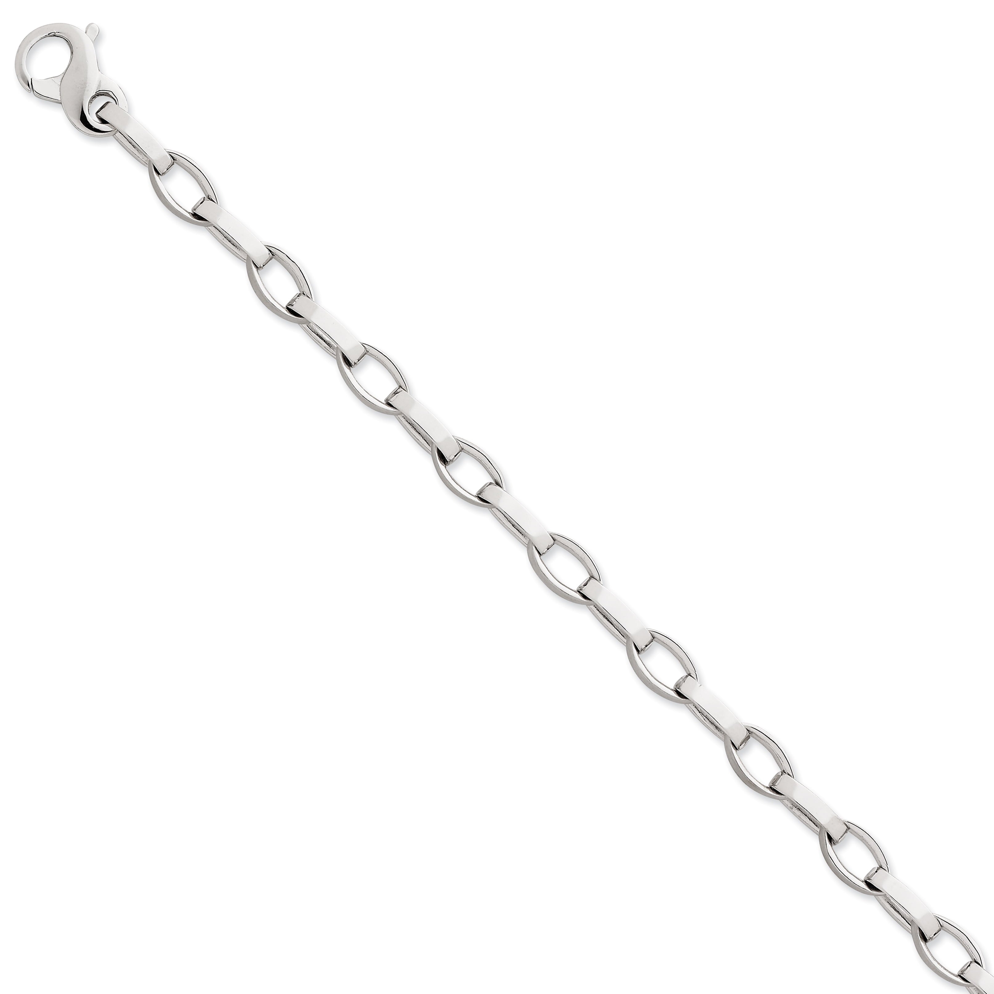 14K White Gold 24 Inch 6.6Mm Hand Polished And Satin Fancy Link With Fancy Lobster Clasp Chain