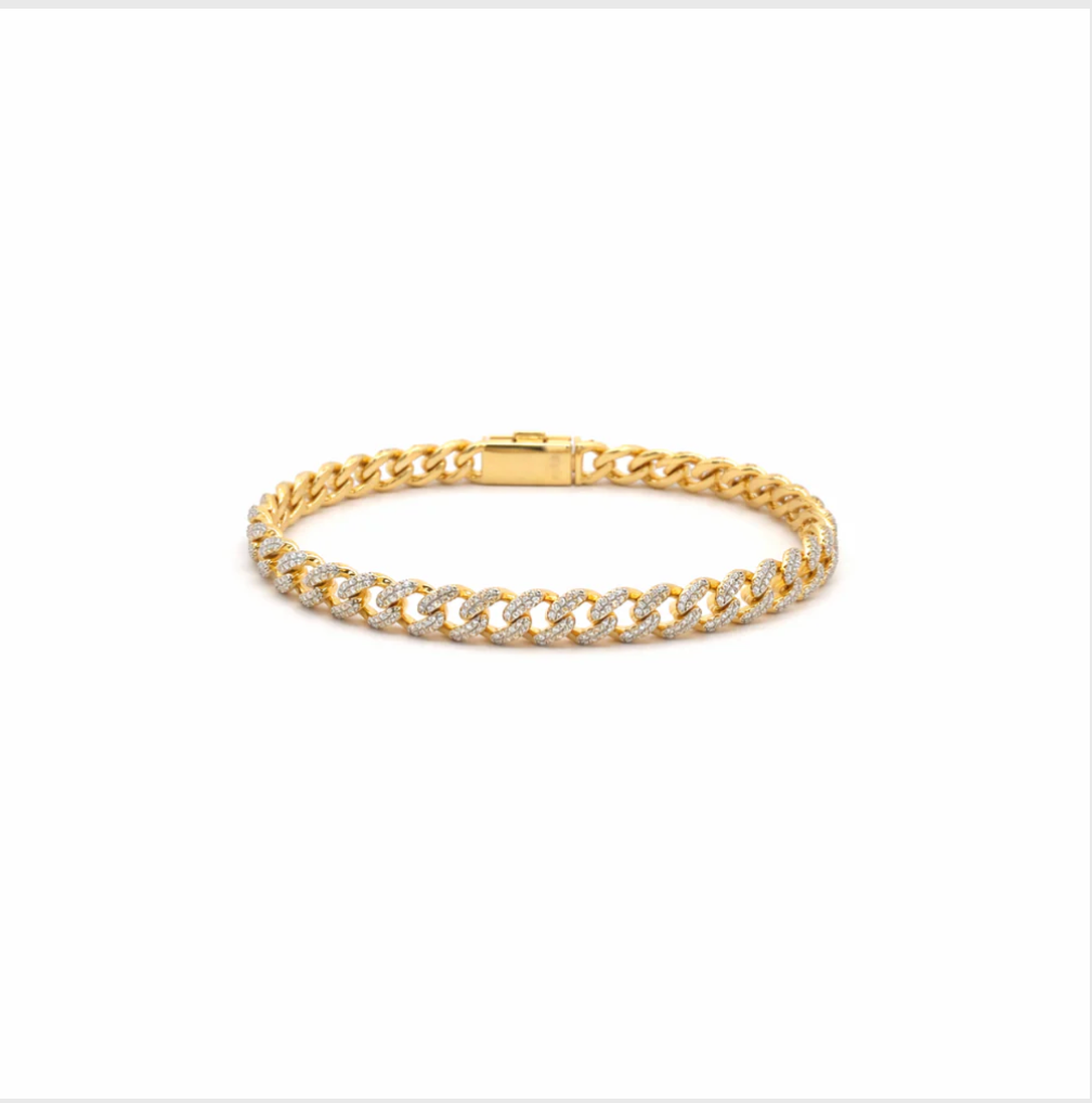 925 STERLING SILVER WIZARD 6MM RHODIUM OR YELLOW GOLD PLATED MOISSANITE ICED OUT BRACELET CHAIN