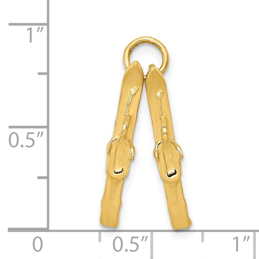 14K 3D Pair Of Skis Charm