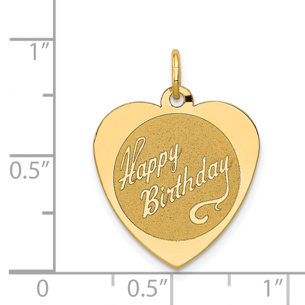 14k HAPPY BIRTHDAY Heart Disc Charm