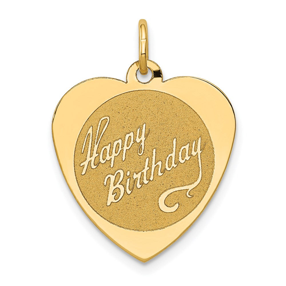 14k HAPPY BIRTHDAY Heart Disc Charm