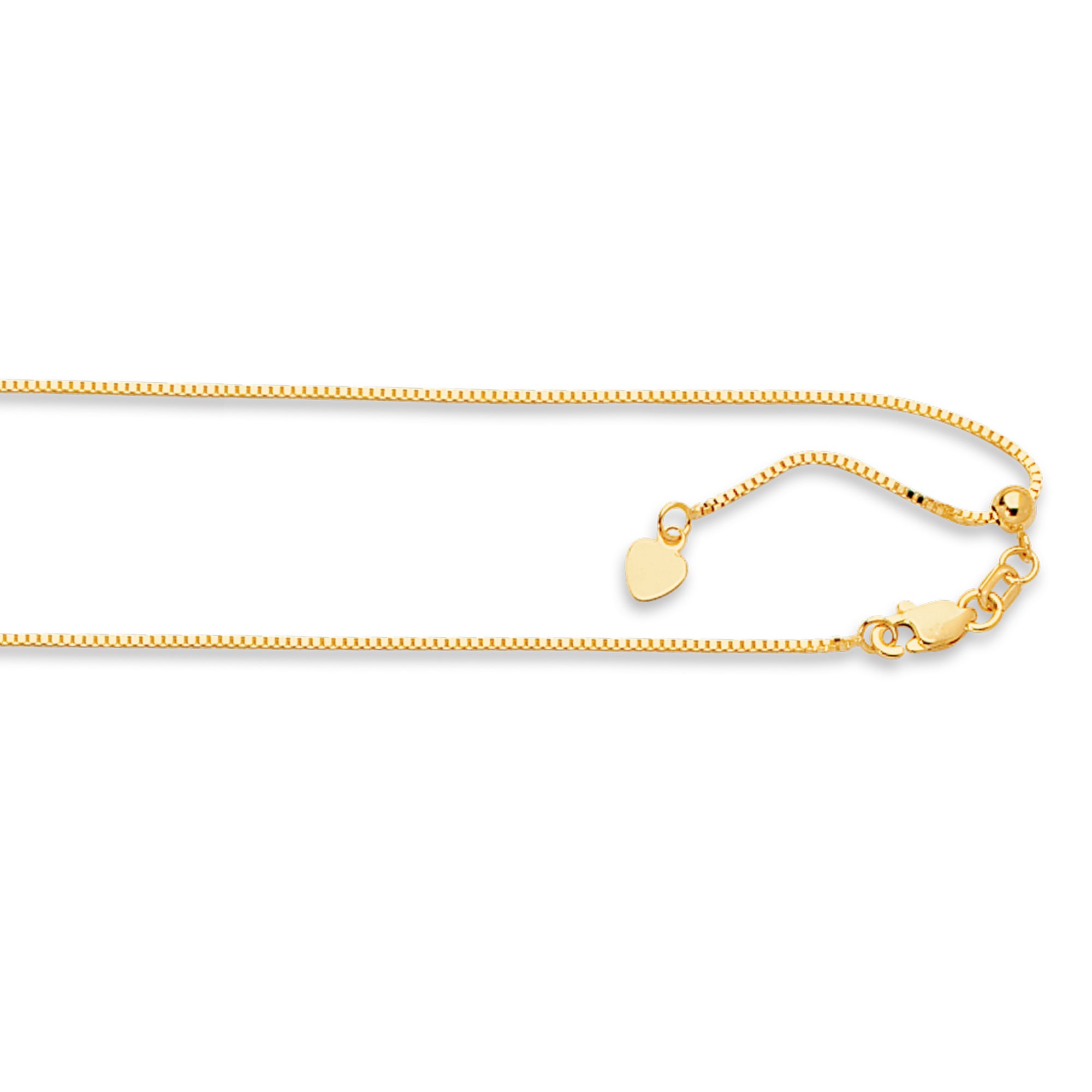 14K Yellow Gold 0.85mm Adjustable Box 30" Chain with Lobster Lock
