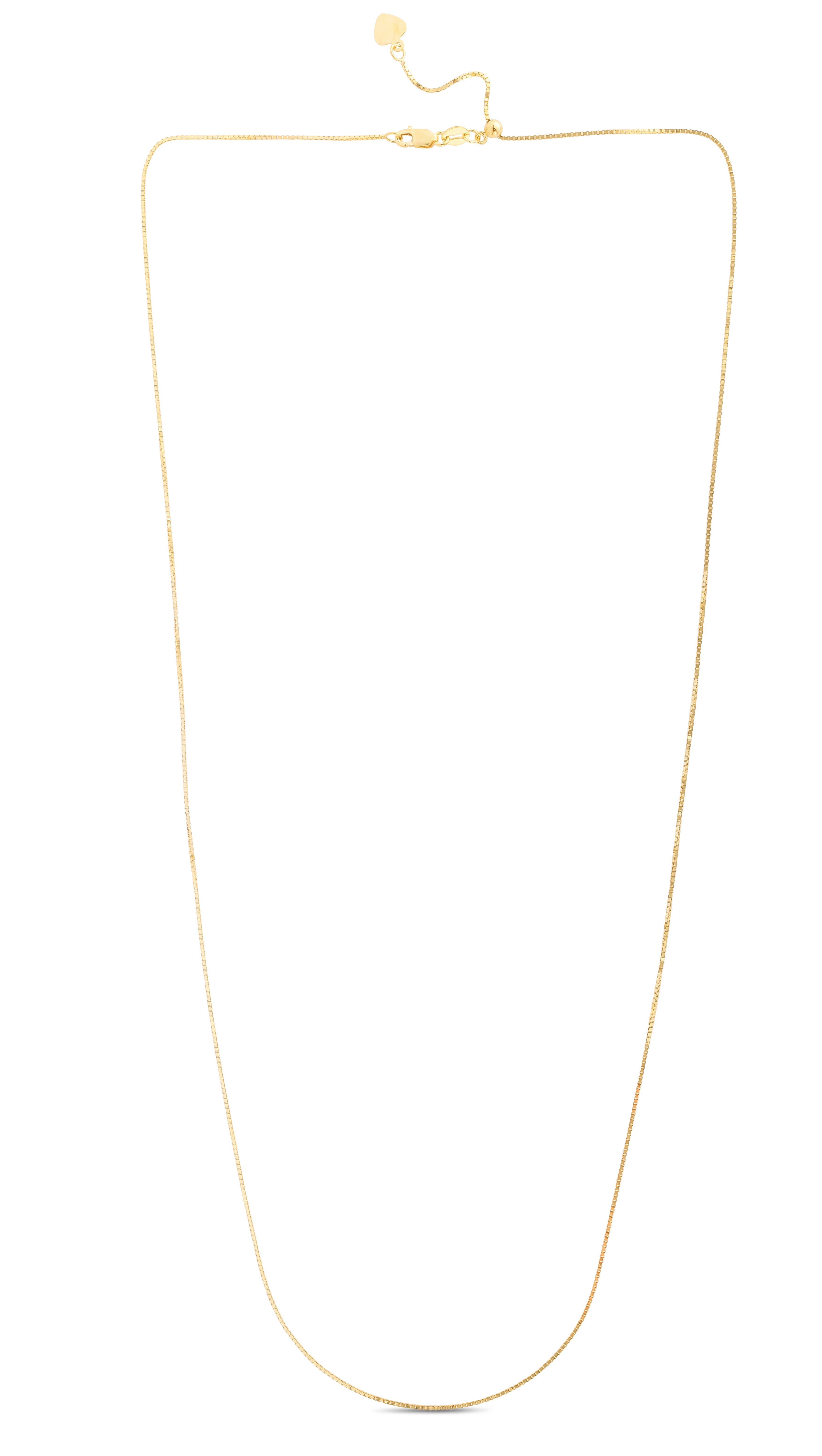 14K Yellow Gold 1.1mm Adjustable Box 22" Chain with Lobster Lock