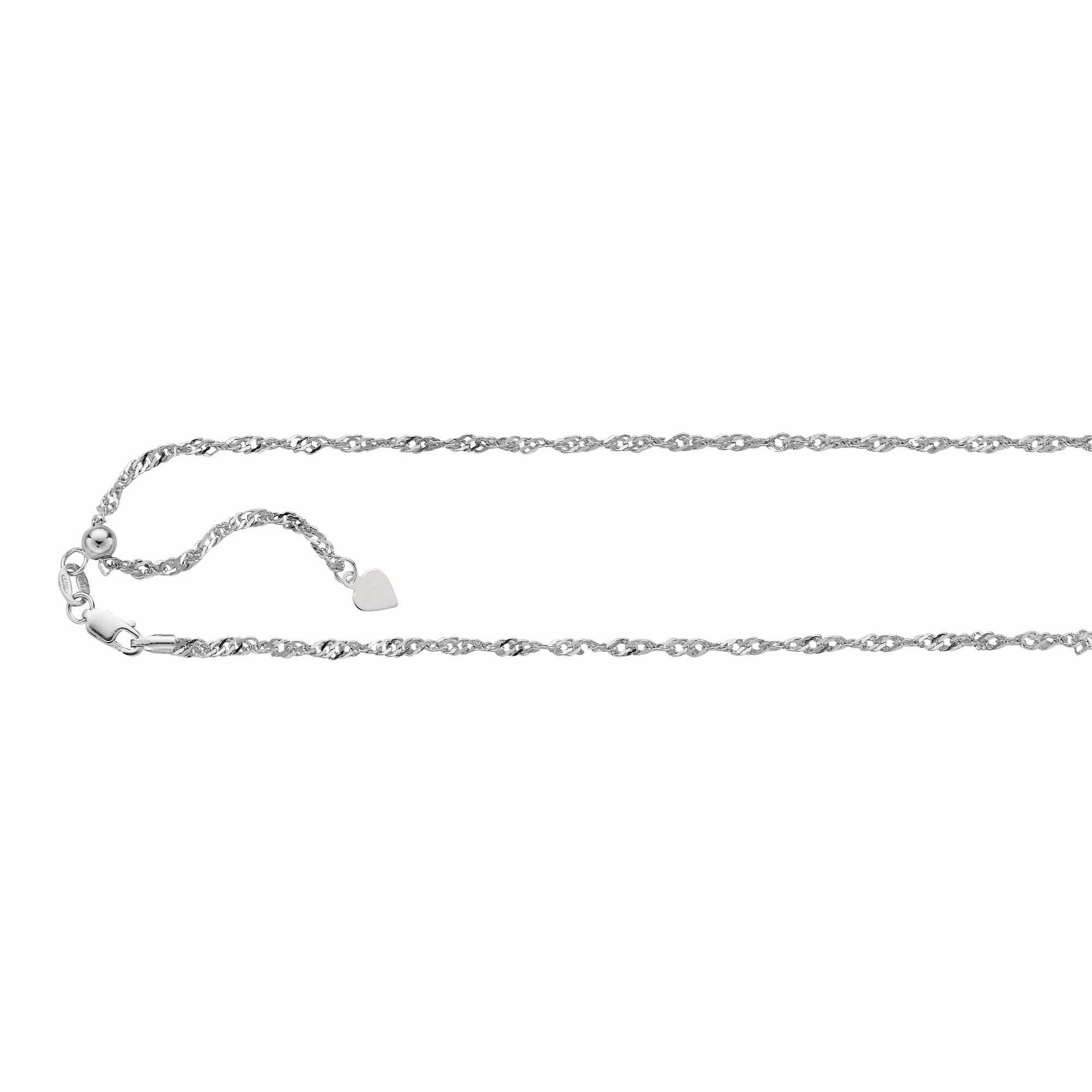 Sterling Silver 1.5mm Adjustable Singapore 22" Chain with Lobster Clasp