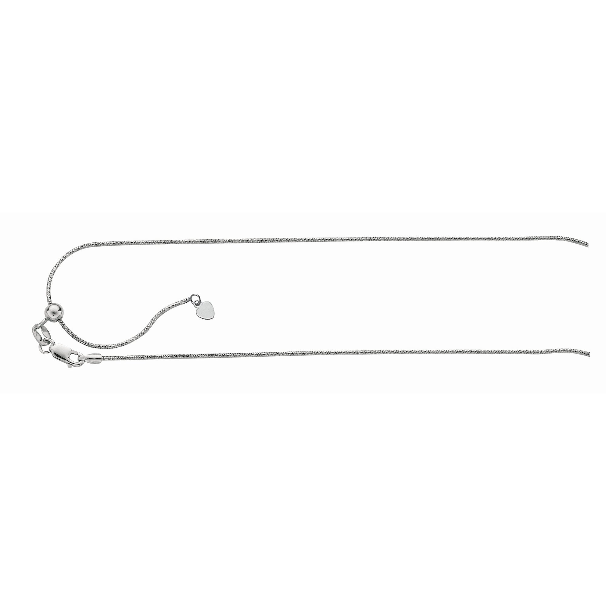 Sterling Silver 0.8mm Adjustable Snake 22" Chain with Lobster Clasp