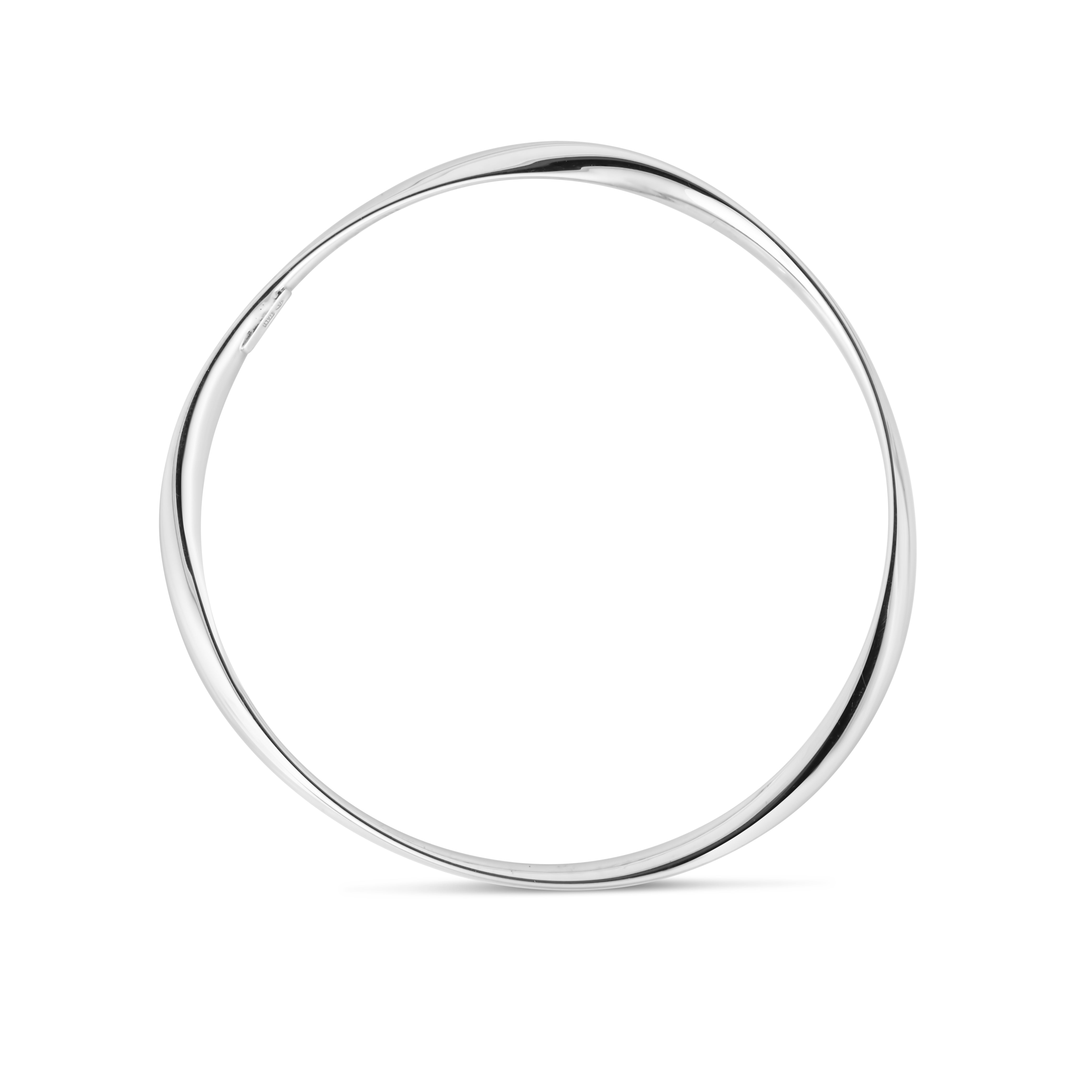 Silver Polished Slip On Fancy Bangle, With Rhodium Plating.