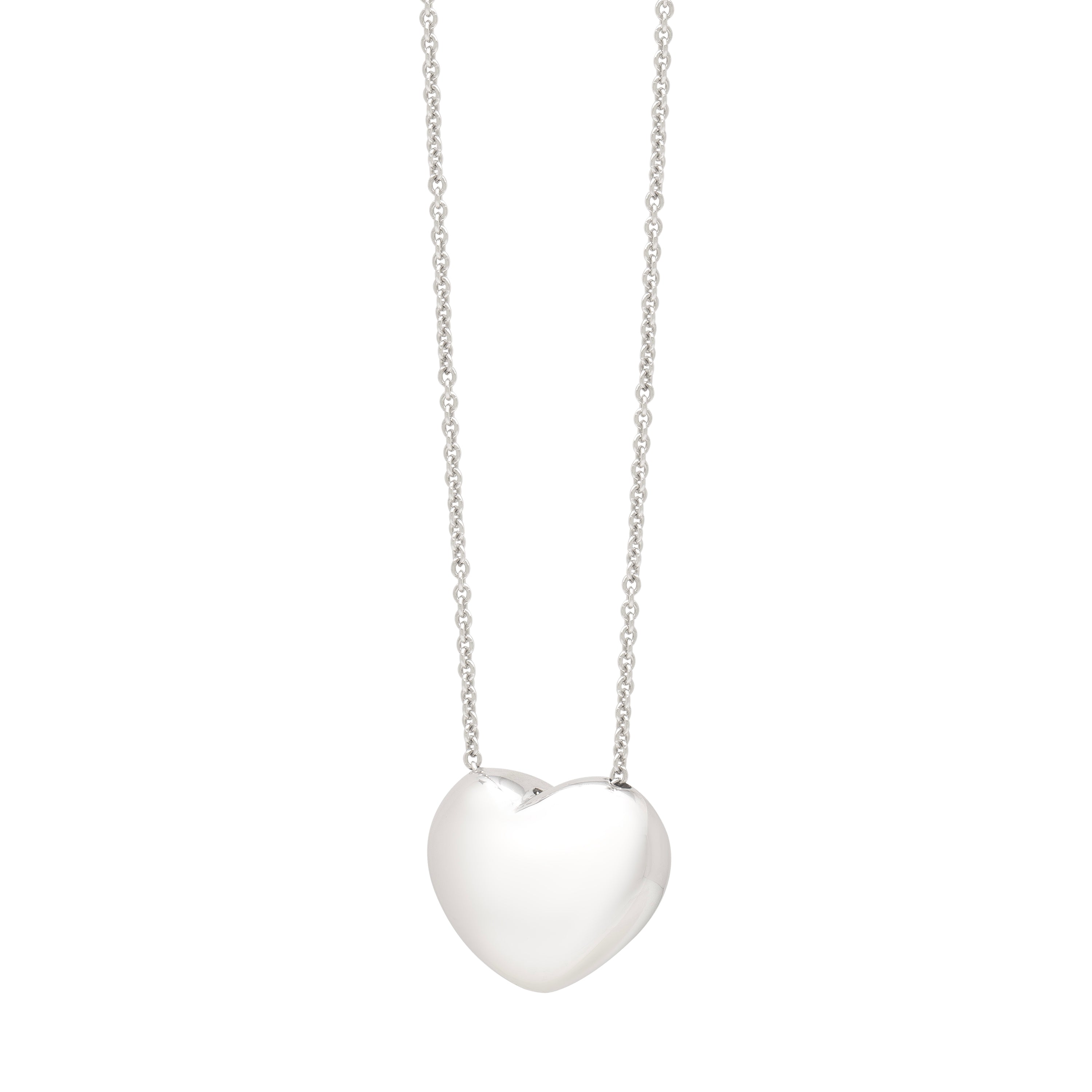 Silver Puffy Heart Necklace