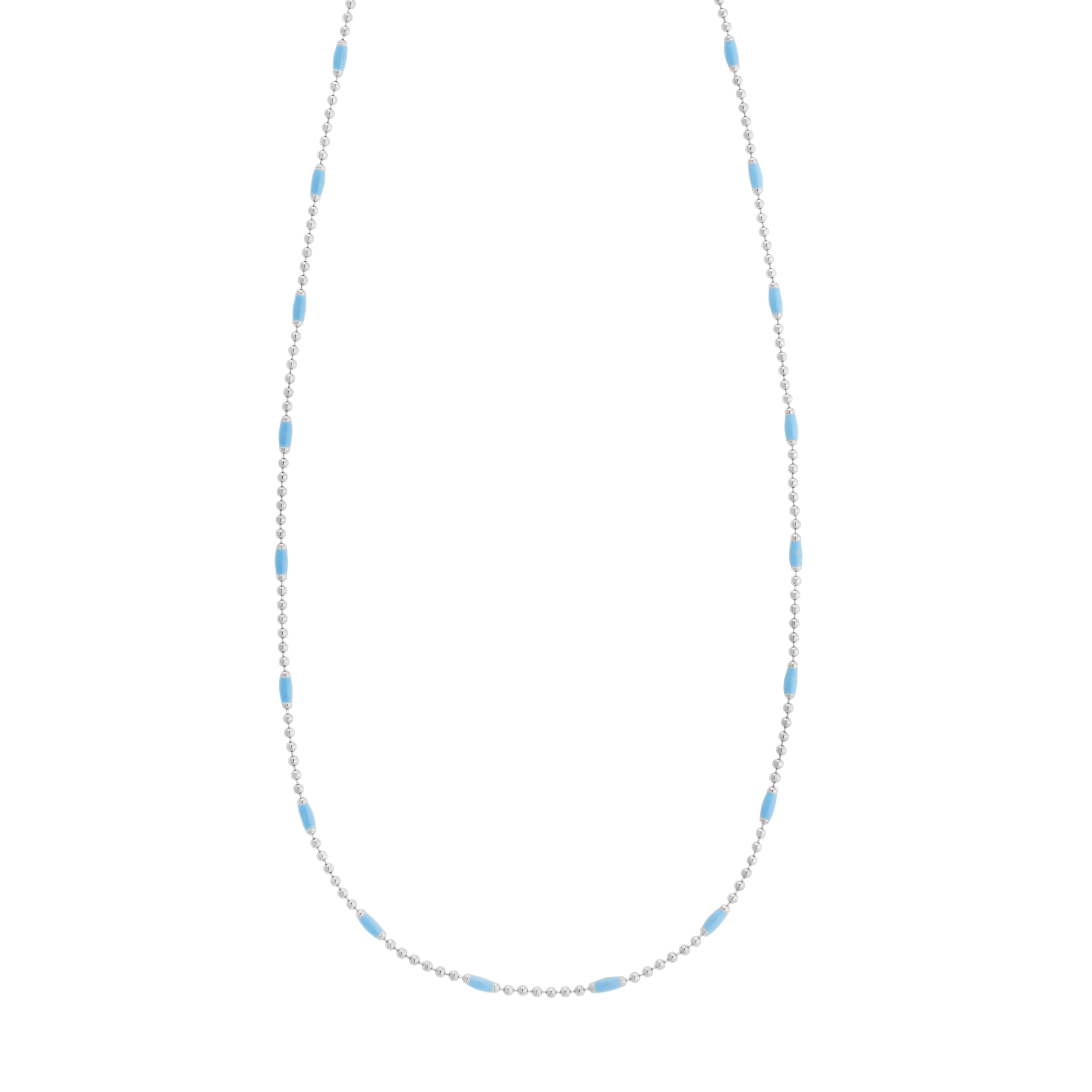 Silver Enamel Beaded Chain Necklace