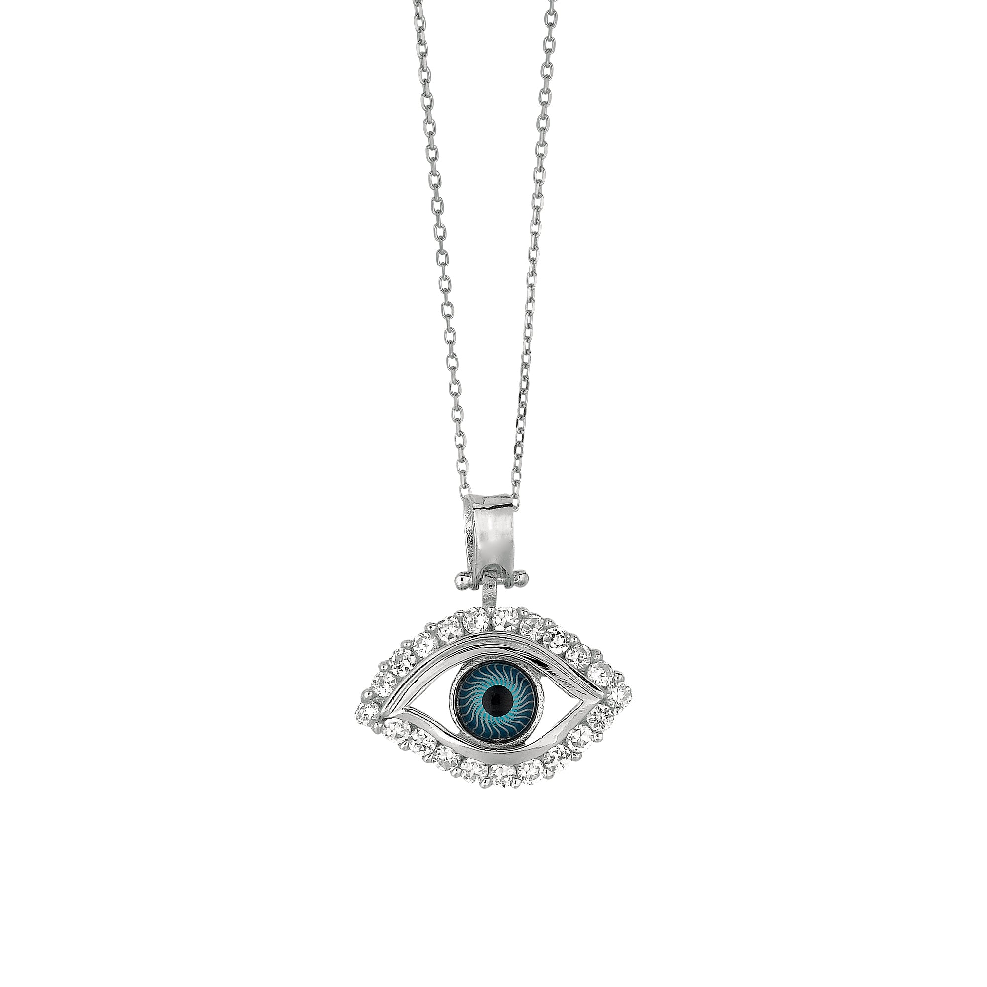 Sterling Silver 18" Evil Eye CZ Necklace