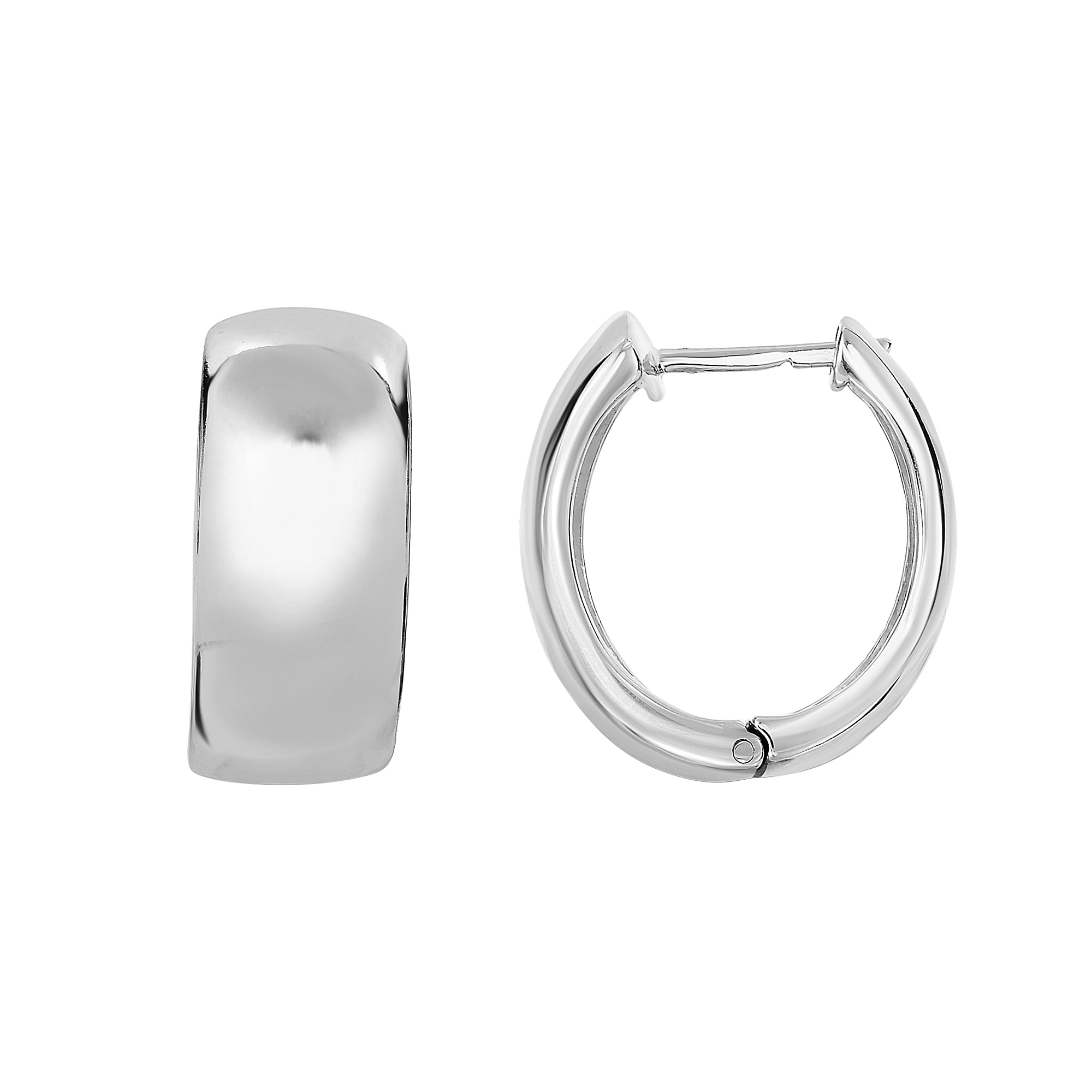 Sterling Silver 18X10Mm Polished Huggie Earring