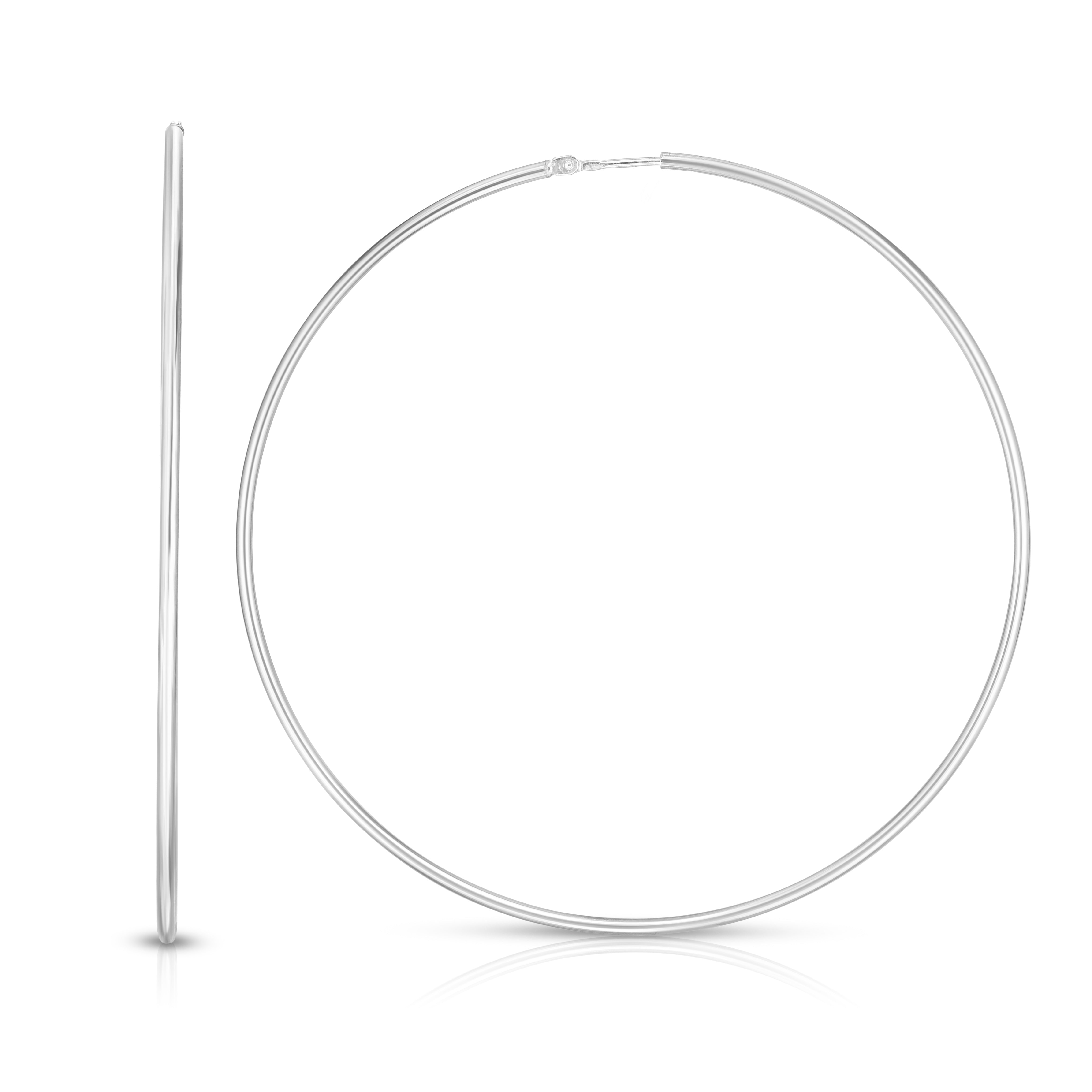 Sterling Silver 70Mm Diamond Cut Endless Earring