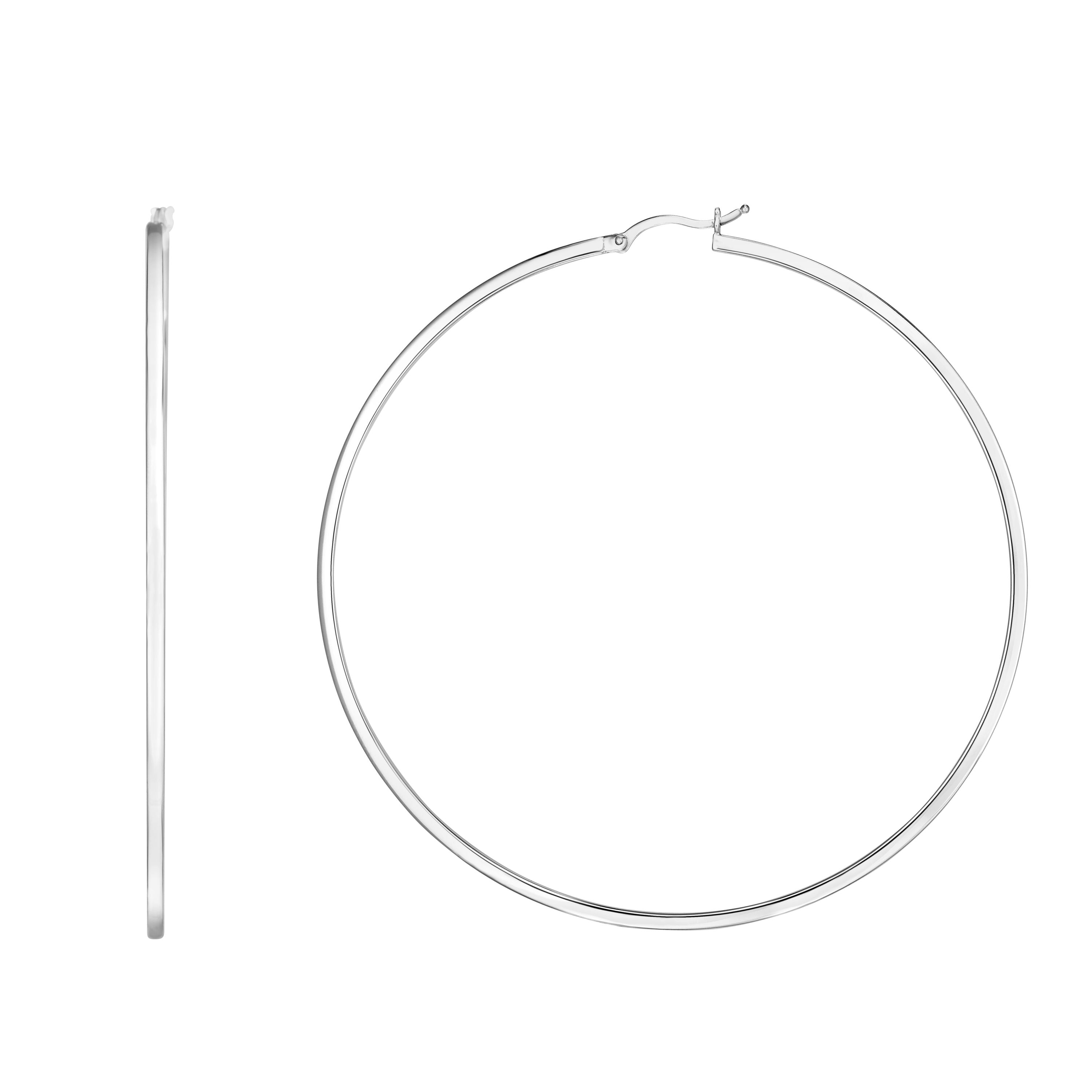 Sterling Silver 75mm Runway Hoop Earring