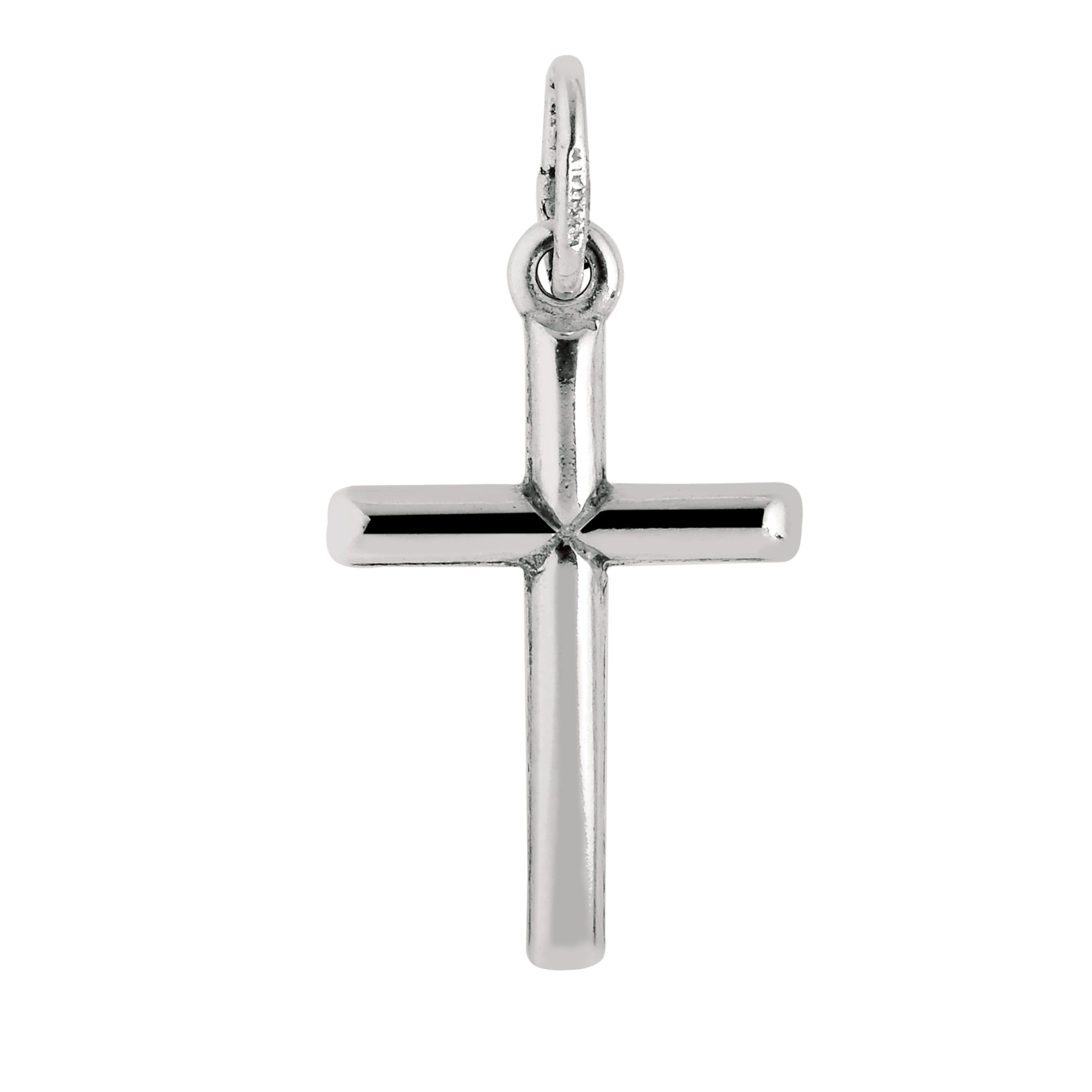 Sterling Silver Small Polished Tube Cross