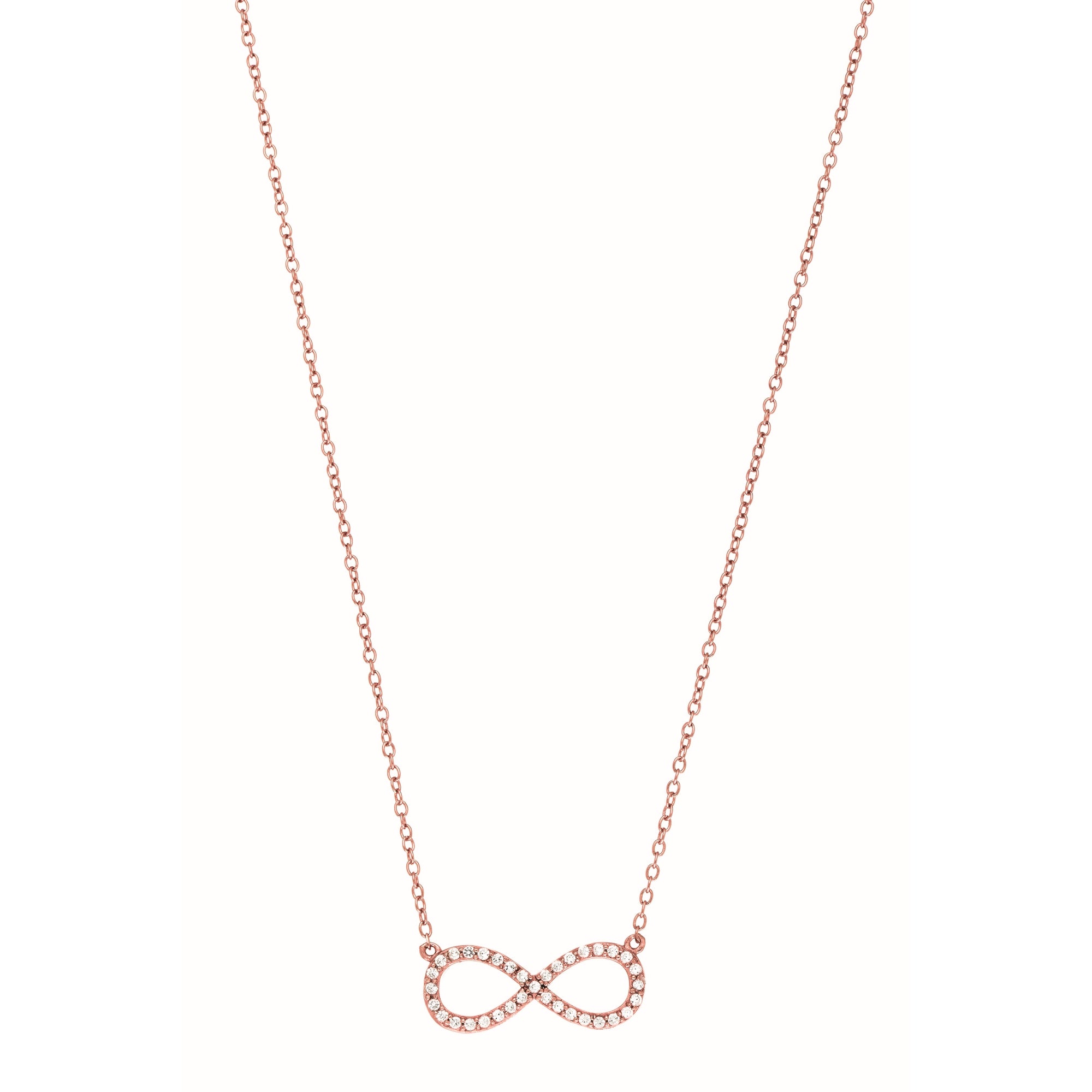 Sterling Silver 18" Pave CZ Infinity Necklace