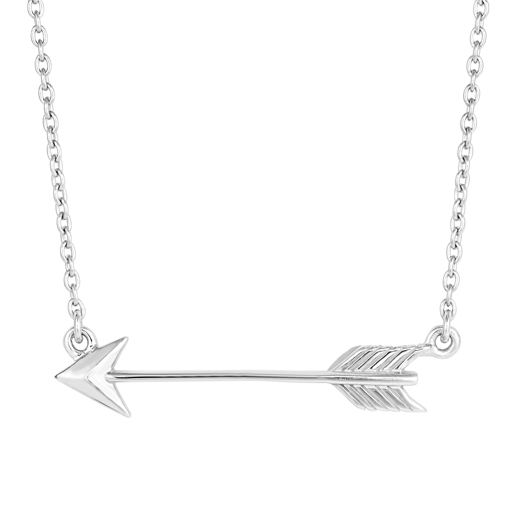 Sterling Silver 18" Sideways Arrow Necklace