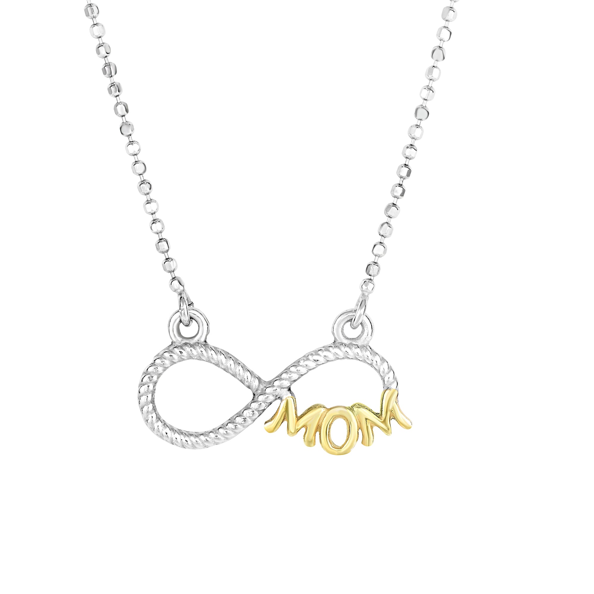Sterling Silver Two-tone 18" CZ Infinity Mom Necklace