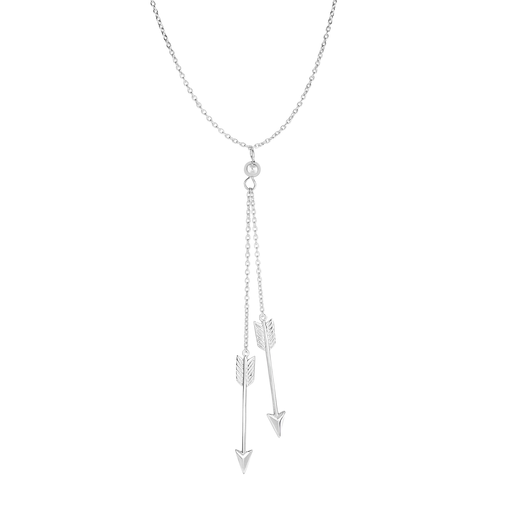 Sterling Silver 18" Double Drop Arrow Necklace
