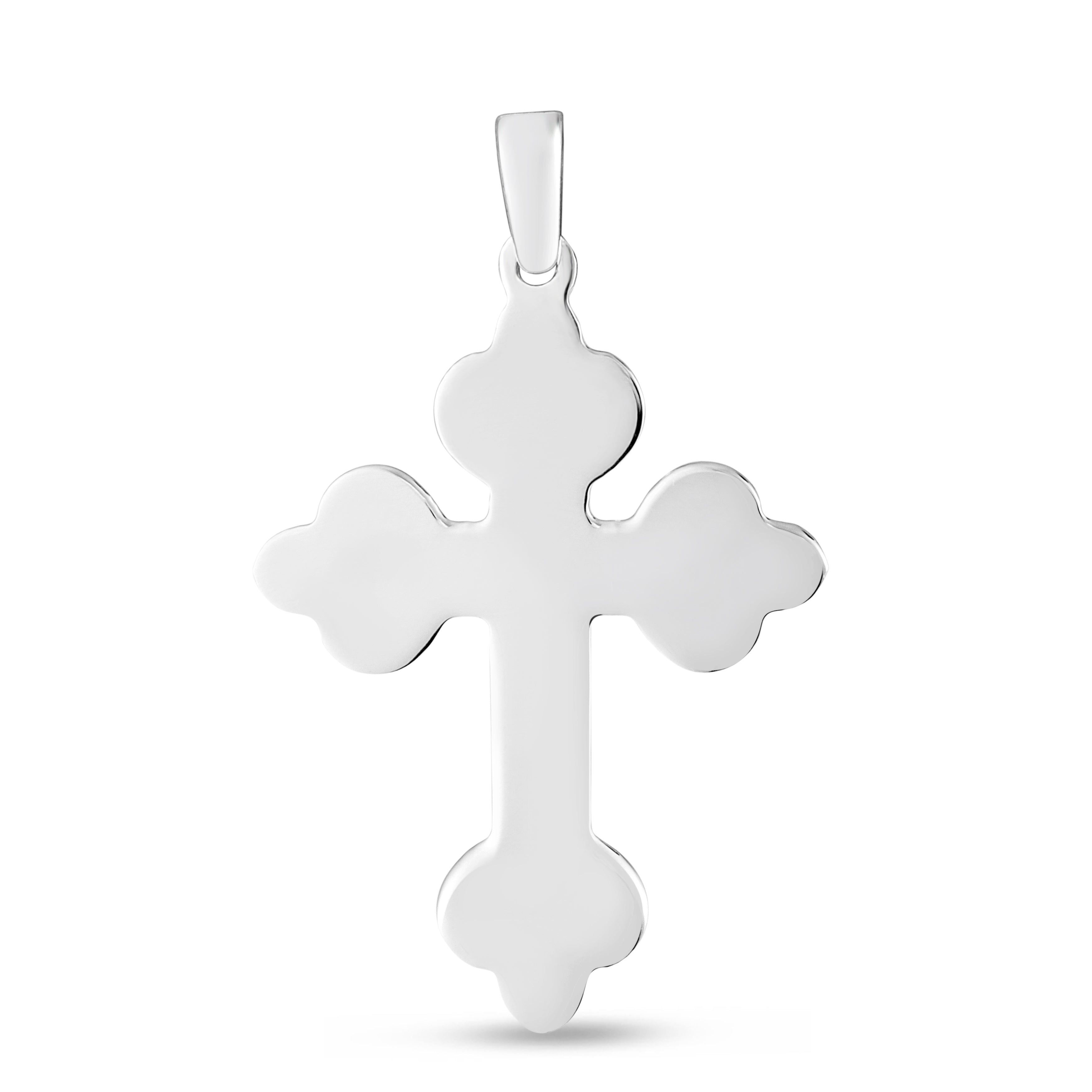 Silver Bottoni Cross Pendant With Rhodium Plating. Chain Not Included.