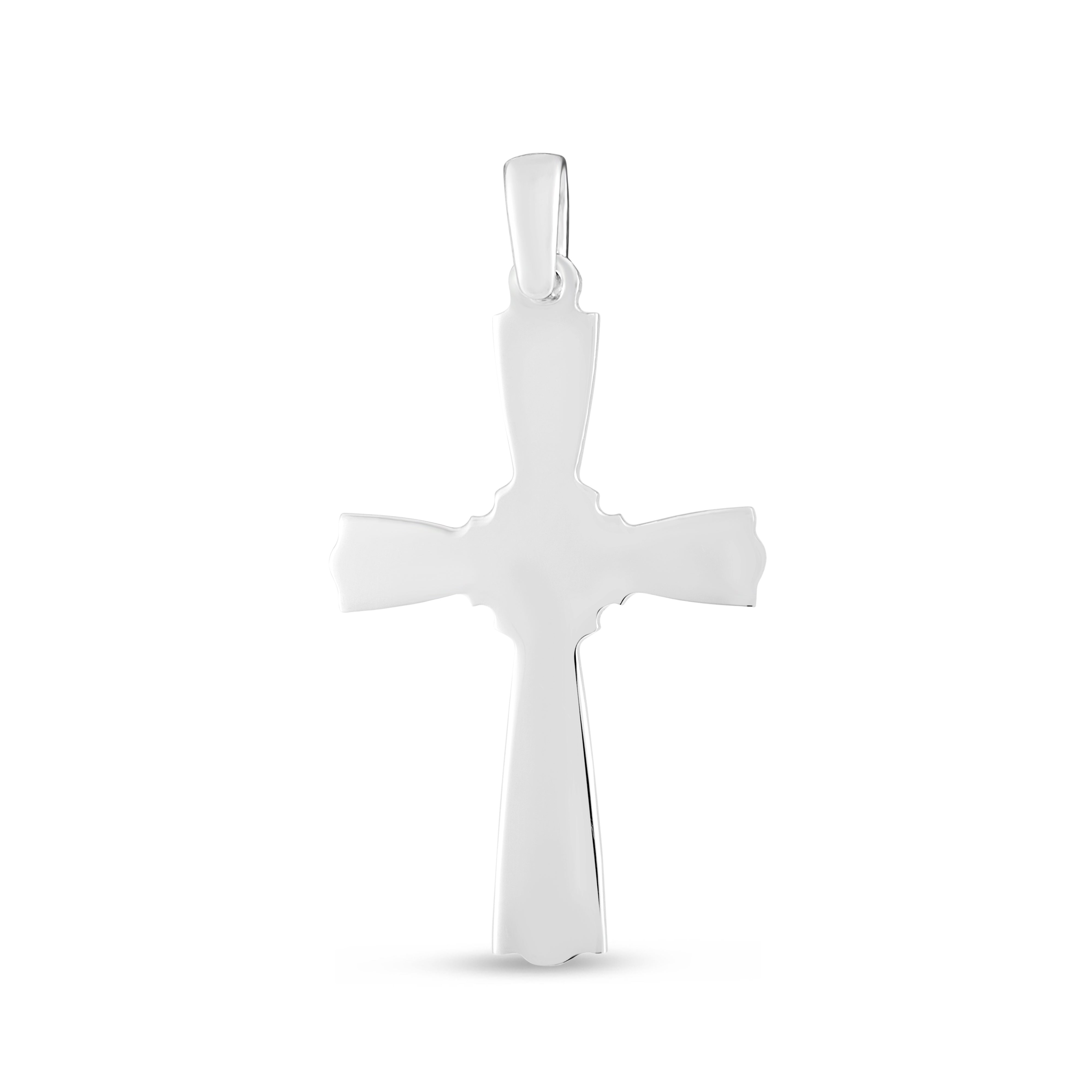 Silver Fleur De Li Cross Pendant With Rhodium Plating. Chain Not Included.