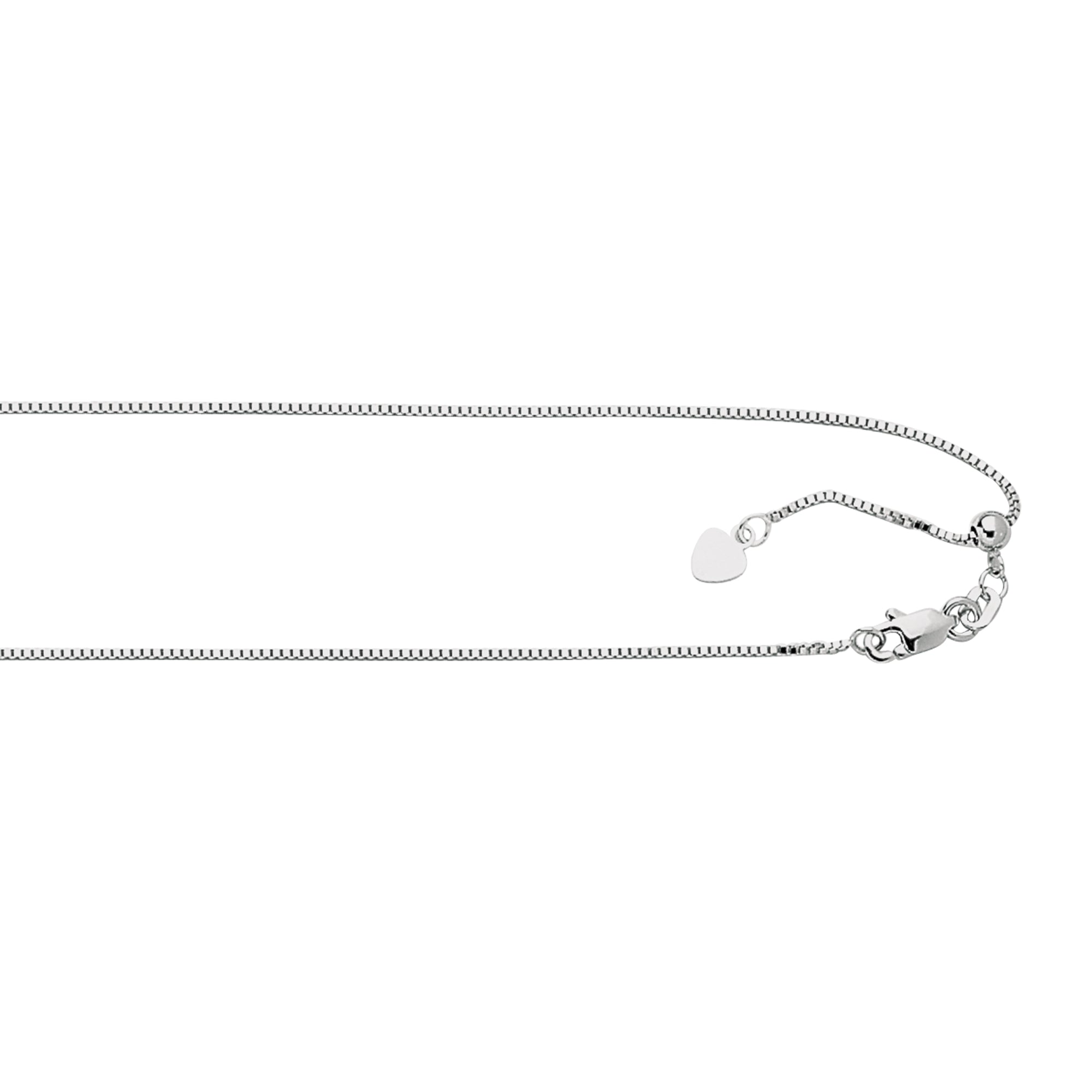Silver 0.79mm Adjustable Box 22" Chain with Lobster Lock