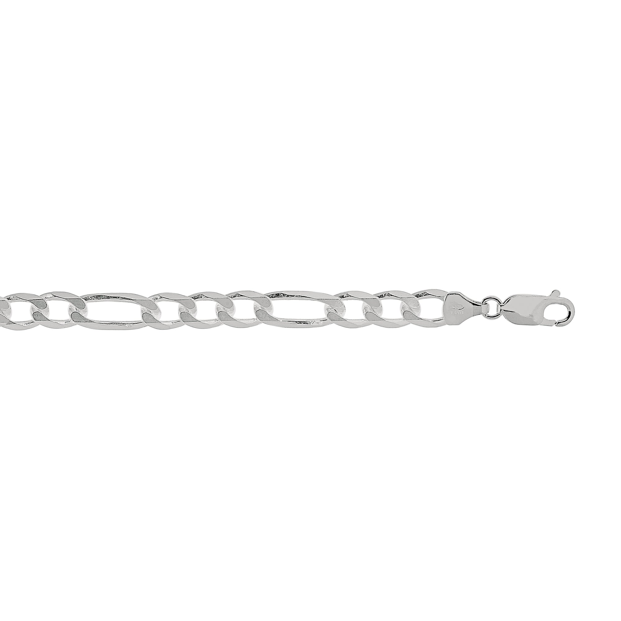 Sterling Silver 7mm Figaro 28" Chain with Lobster Clasp