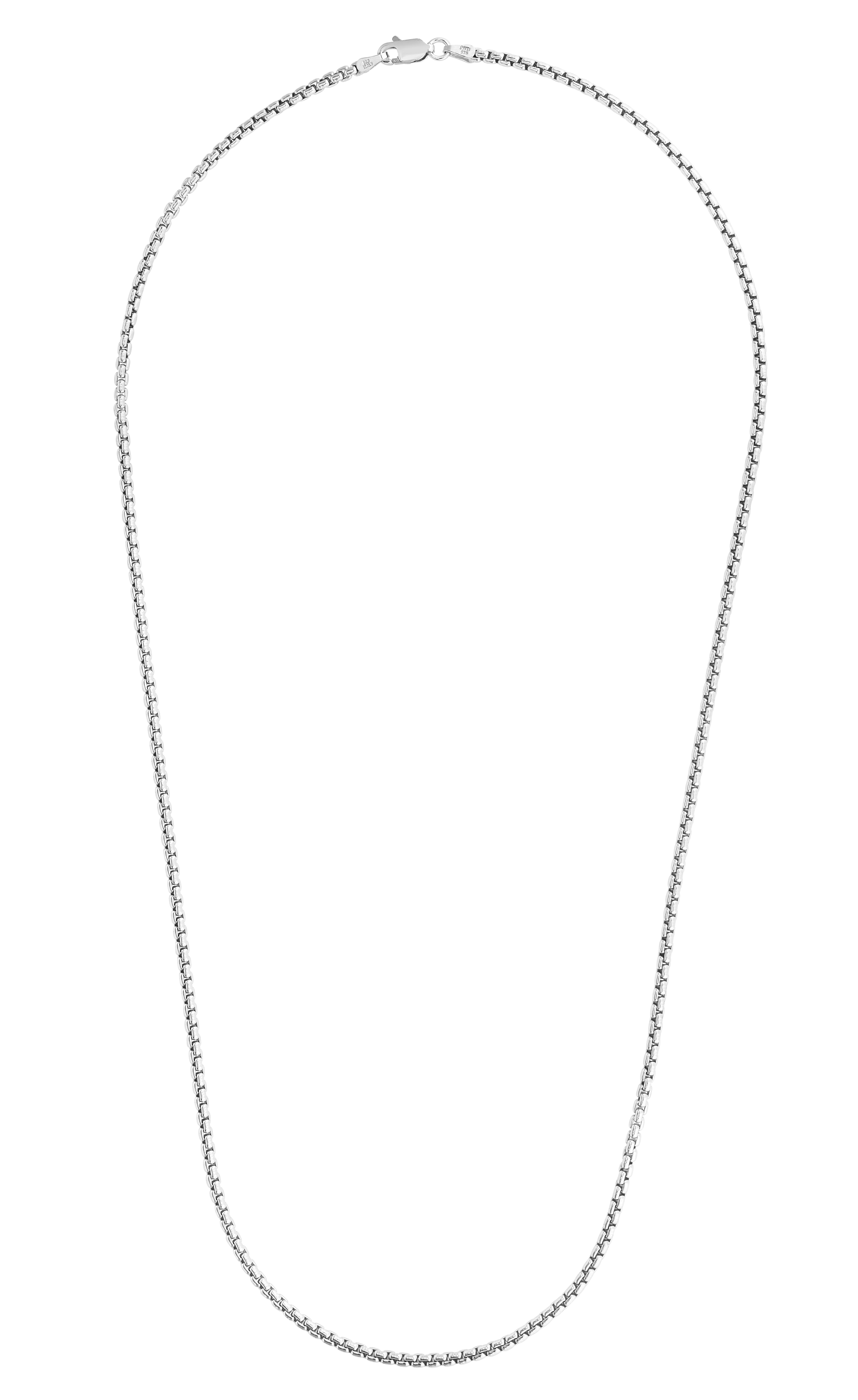 Sterling Silver 3.05mm Round Box 24" Chain with Lobster Clasp