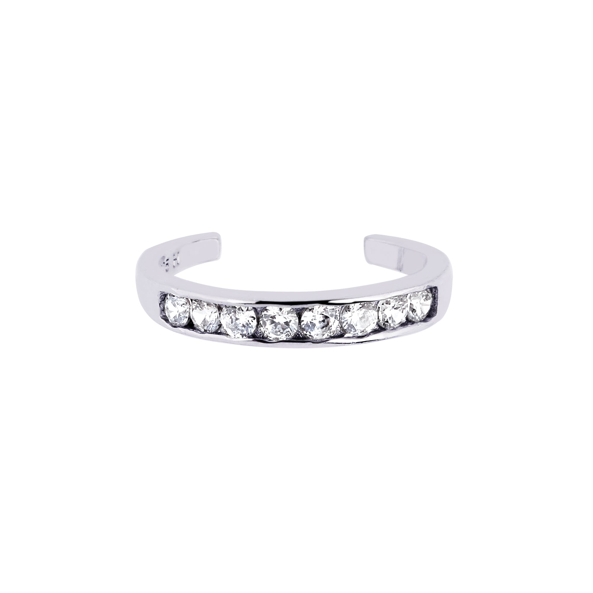 Sterling Silver Channel Set Cz Toe Ring