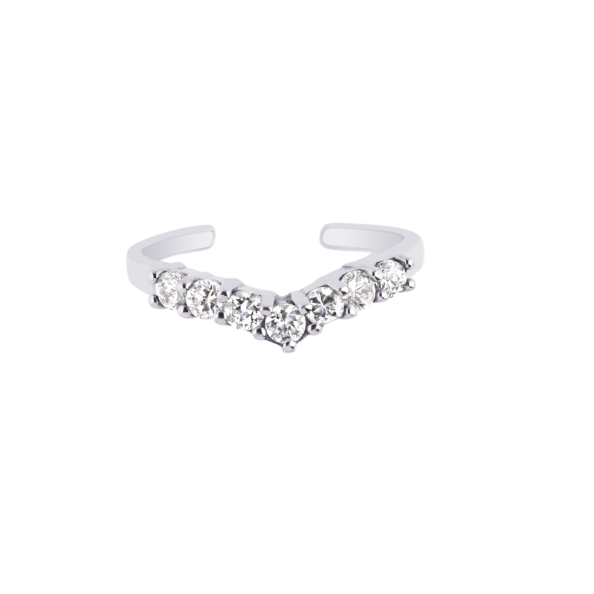 Sterling Silver Cz Chevron Toe Ring