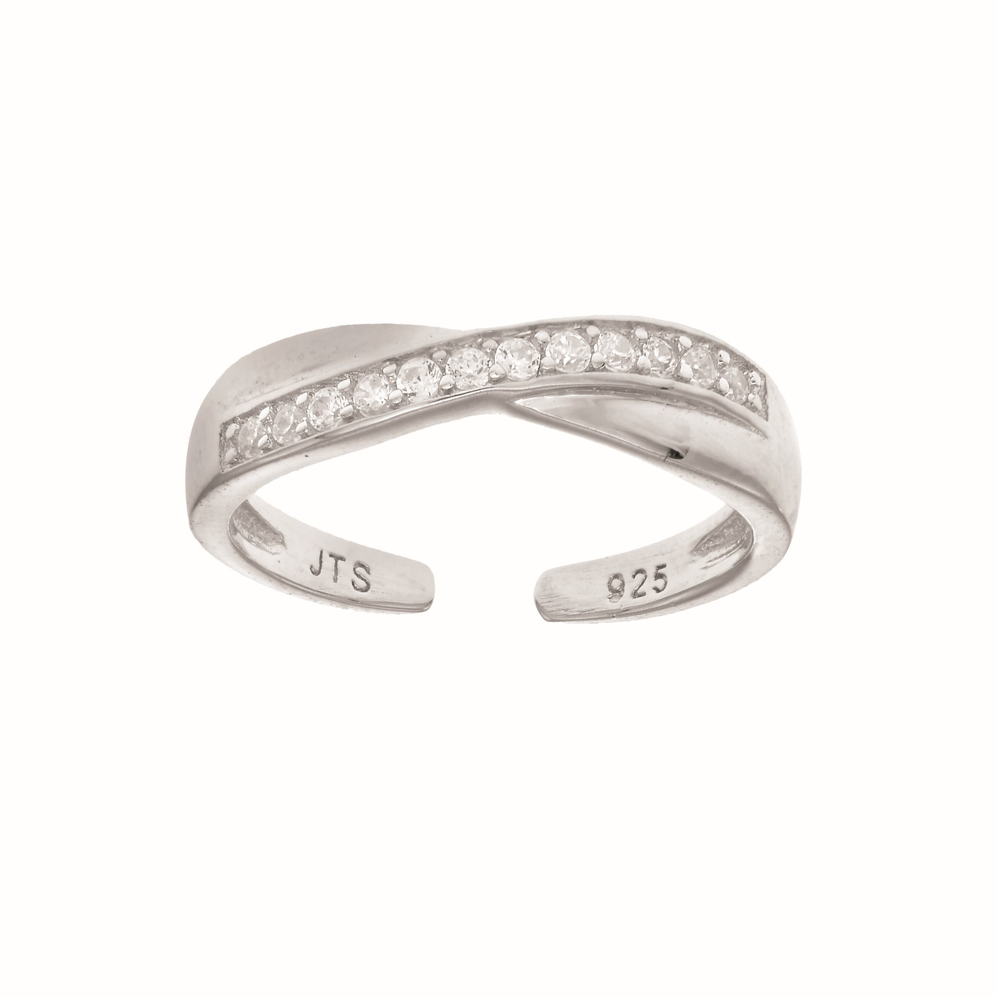 Sterling Silver Cz Crisscross Toe Ring