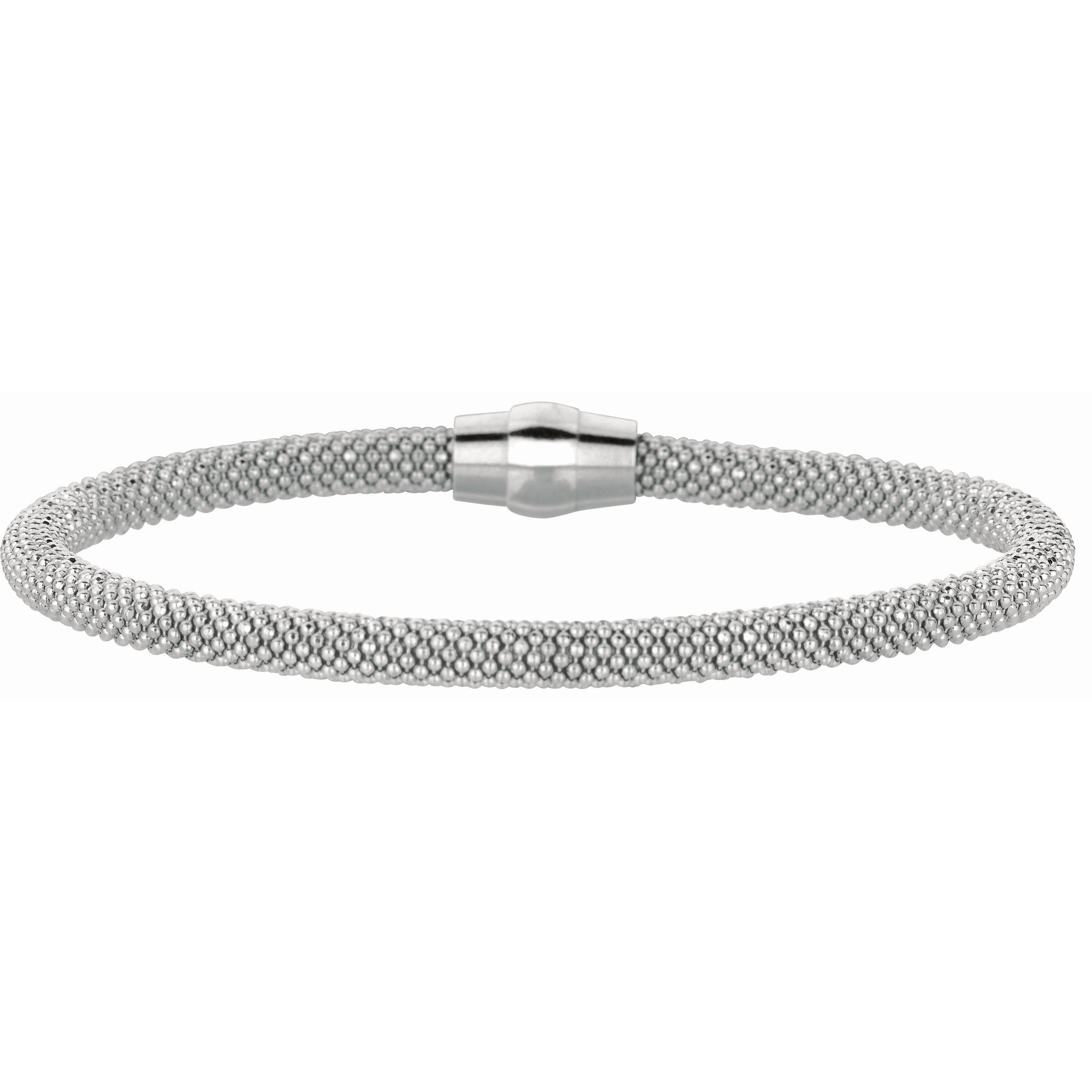 Sterling Silver 7.5" Magnetic Clasp Popcorn Bangle