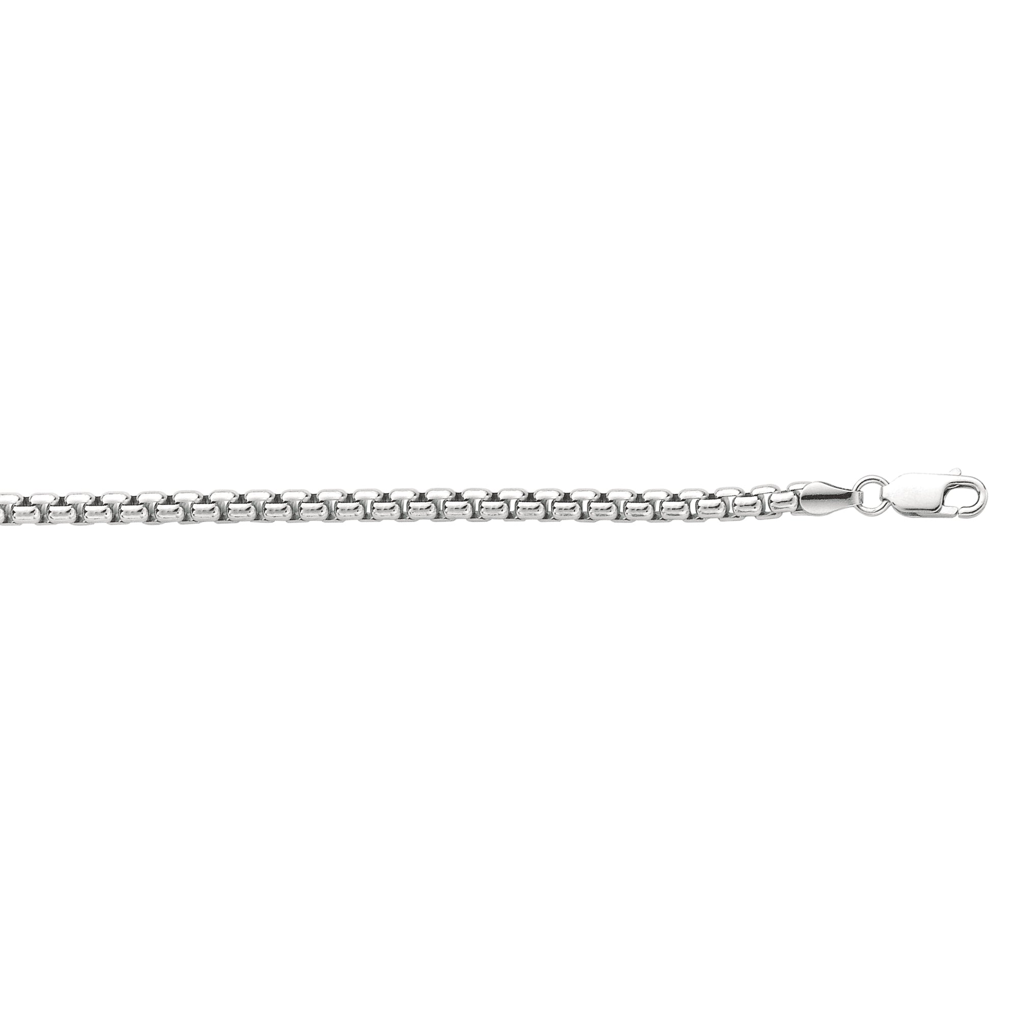 Sterling Silver 3.80mm Round Box 24" Chain with Lobster Clasp