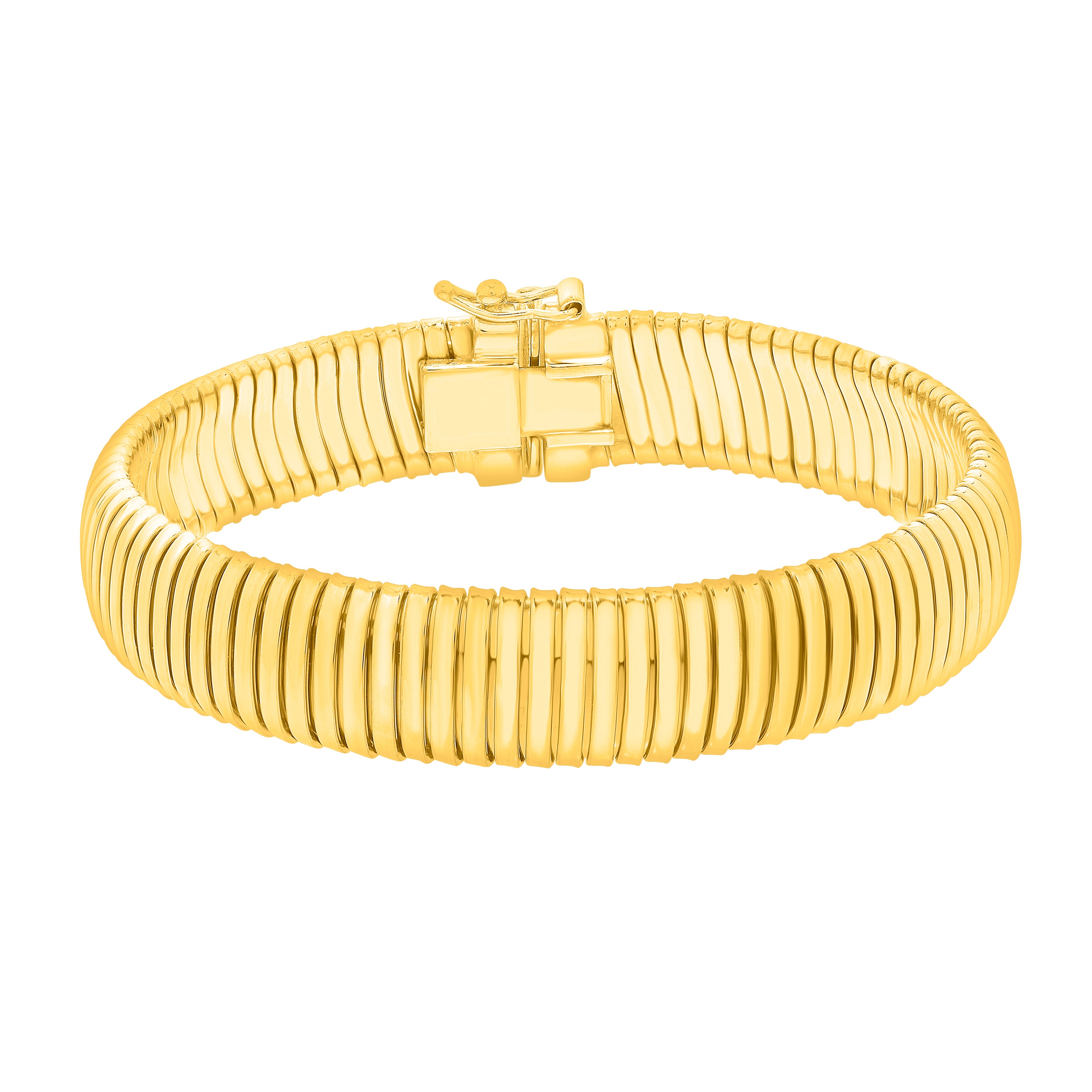 Gold Over Silver Tubogas 7" 12mm Bracelet