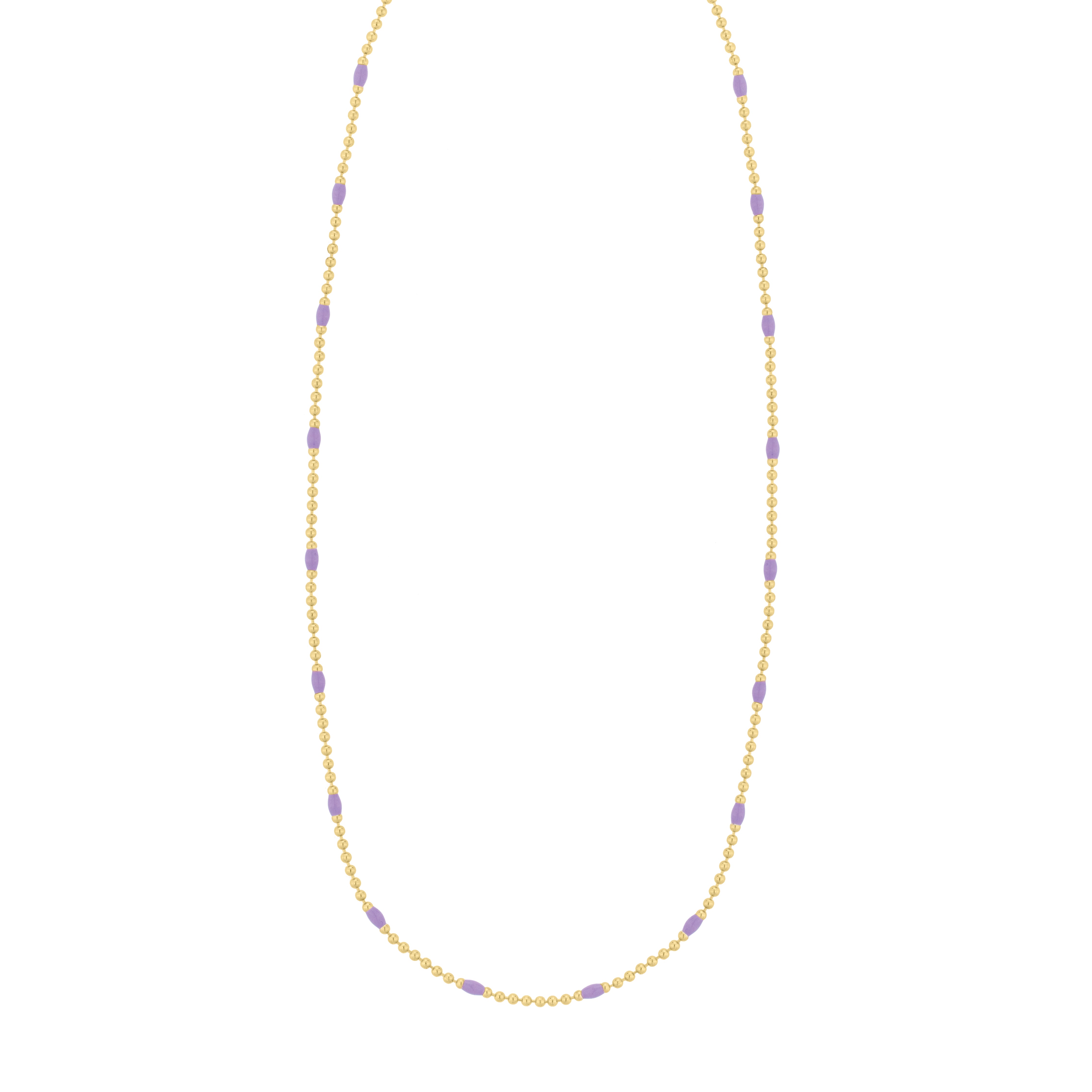 Gold Over Silver Enamel Beaded Chain Necklace