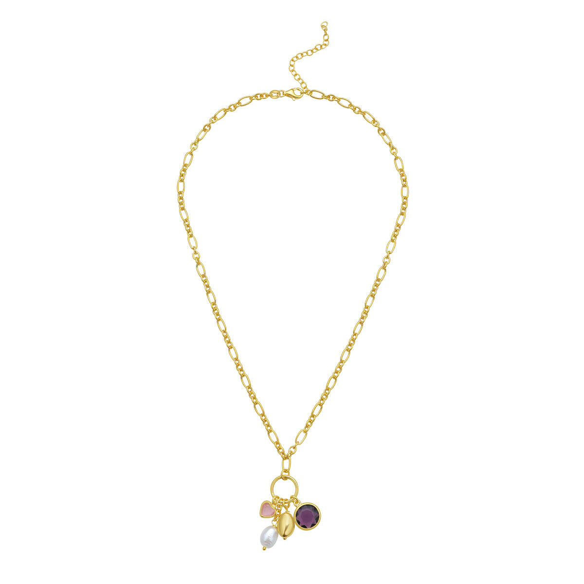 Gold Over Silver CZ Charm Necklace