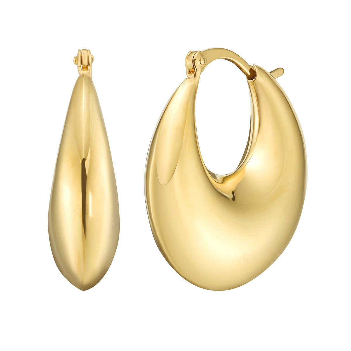 Gold Over Silver Sculptural Crescent Hoops