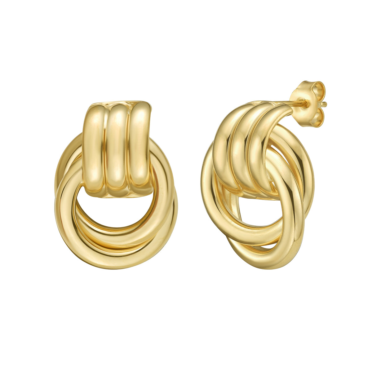Gold Over Silver Triple Door Knocker Hoops