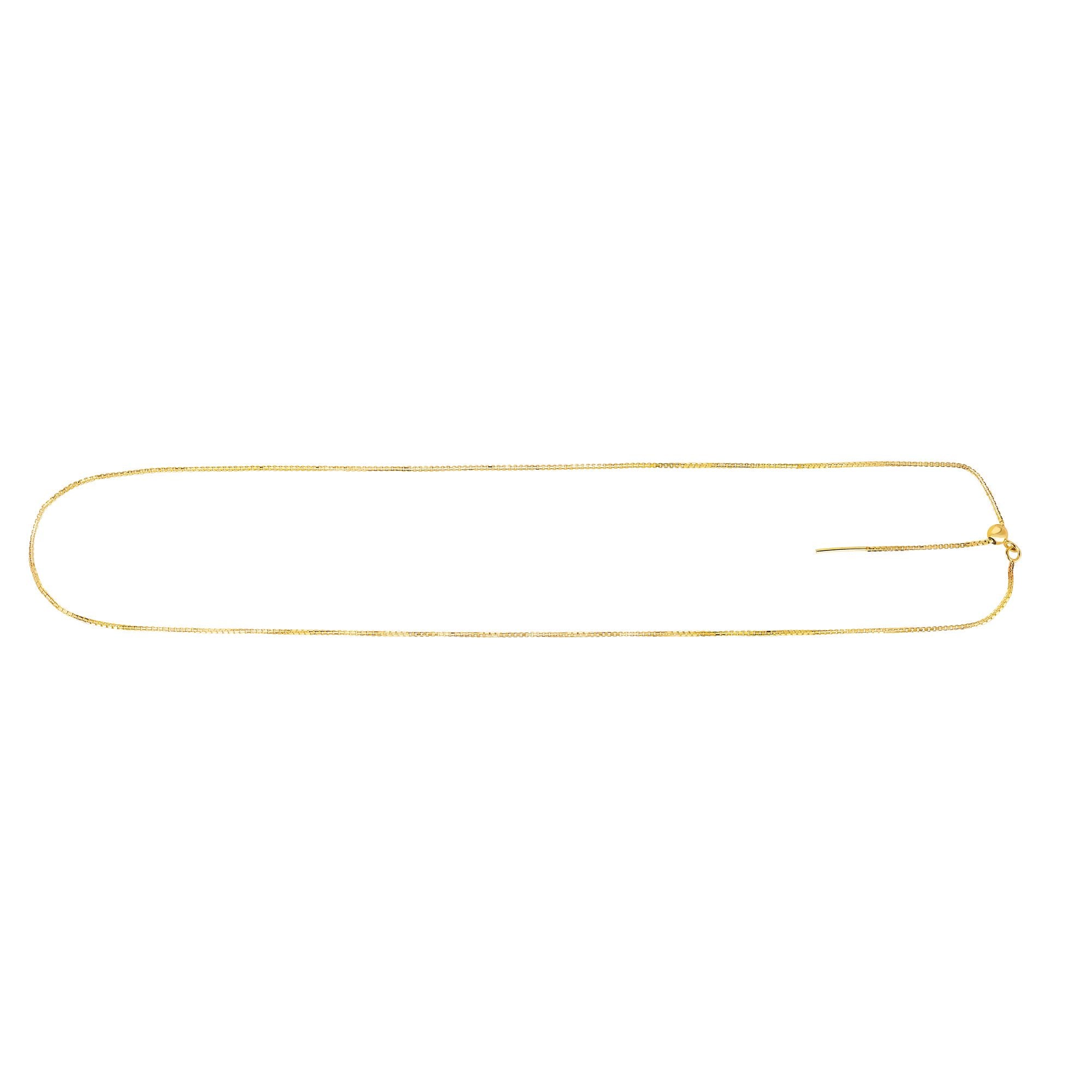 14K Yellow Gold .95mm Endless Adjustable Concave Box 22" Chain with Endless Lock