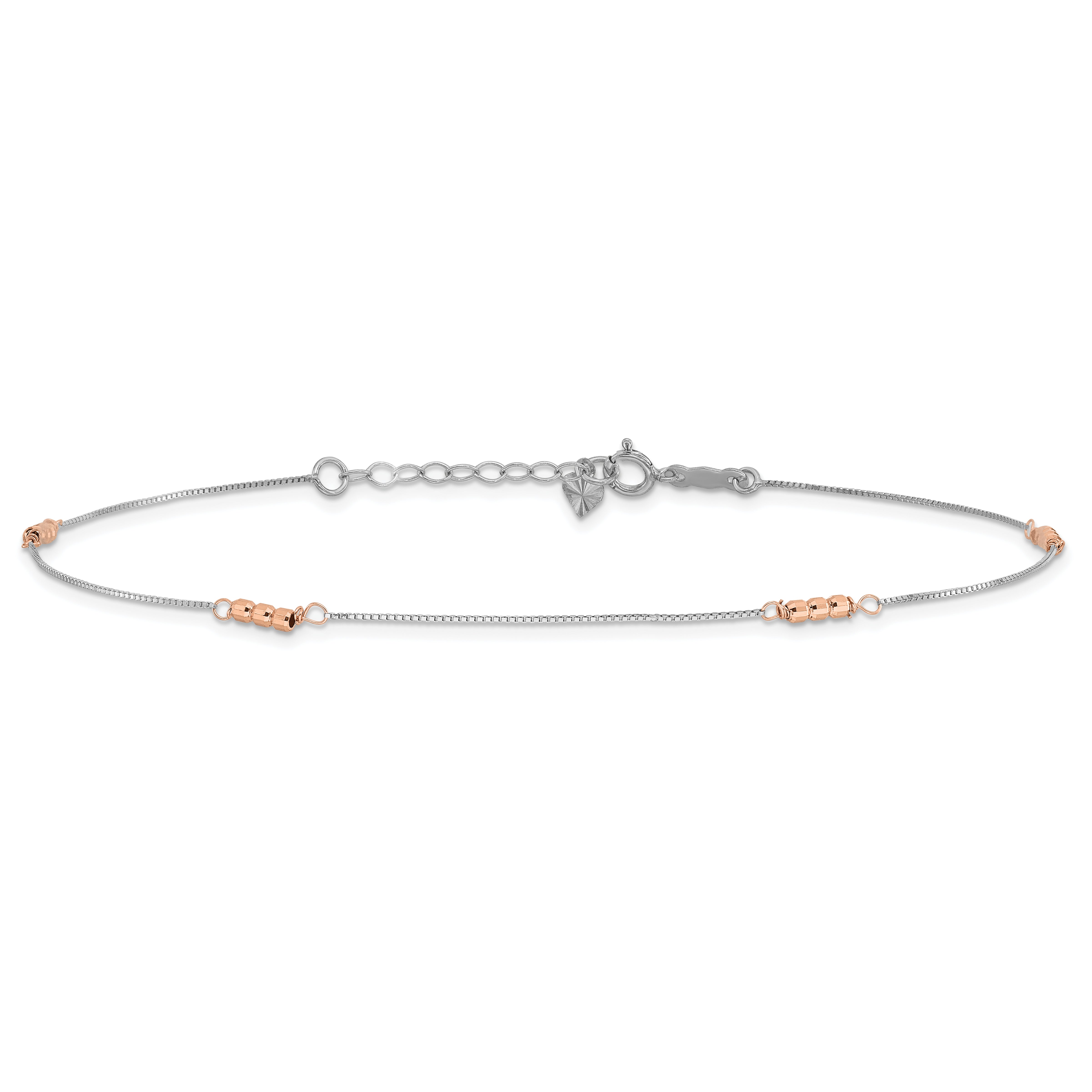 14K Two-Tone Mirror Beaded Anklet