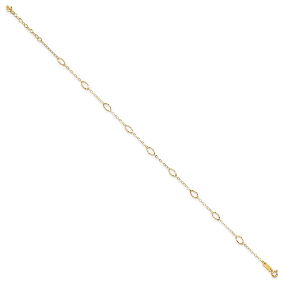 14k Oval Shapes 9in Plus 1in ext Anklet