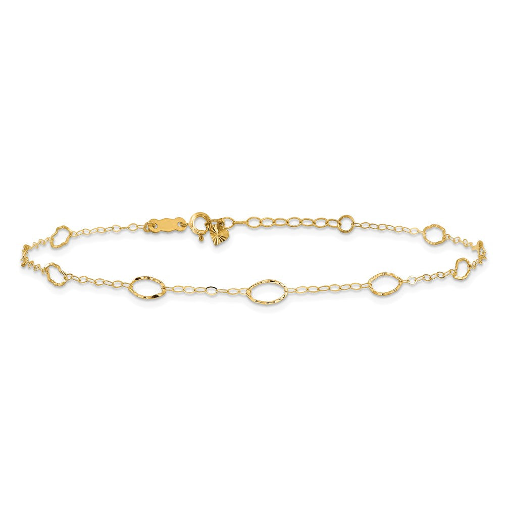 14k Oval Shapes 9in Plus 1in ext Anklet