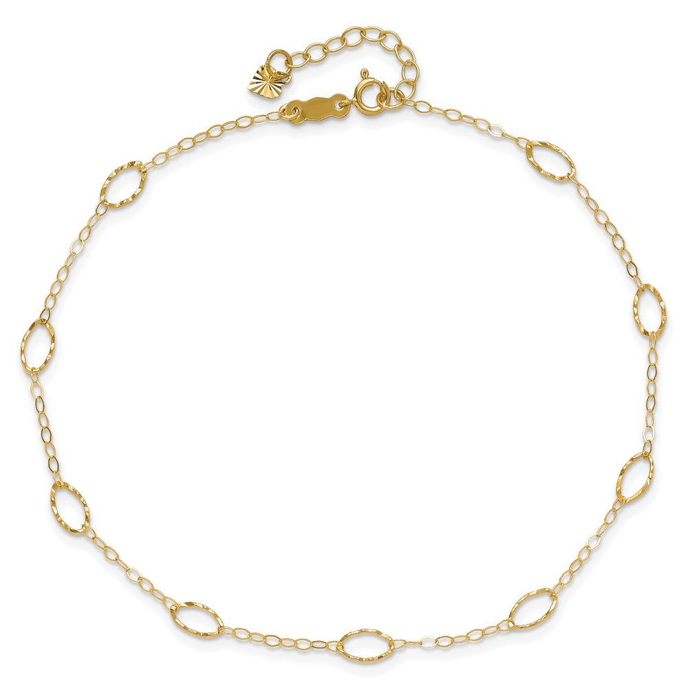 14k Oval Shapes 9in Plus 1in ext Anklet