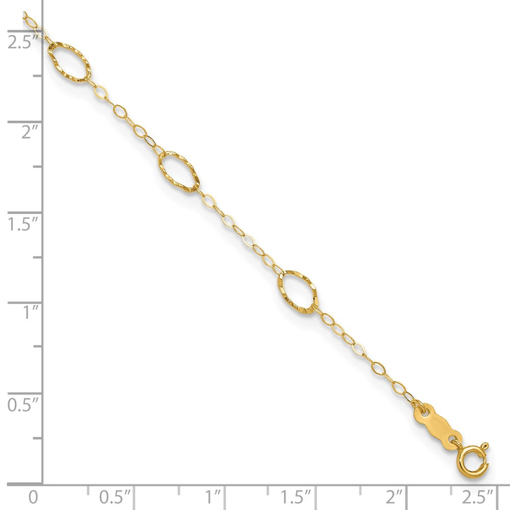 14k Oval Shapes 9in Plus 1in ext Anklet