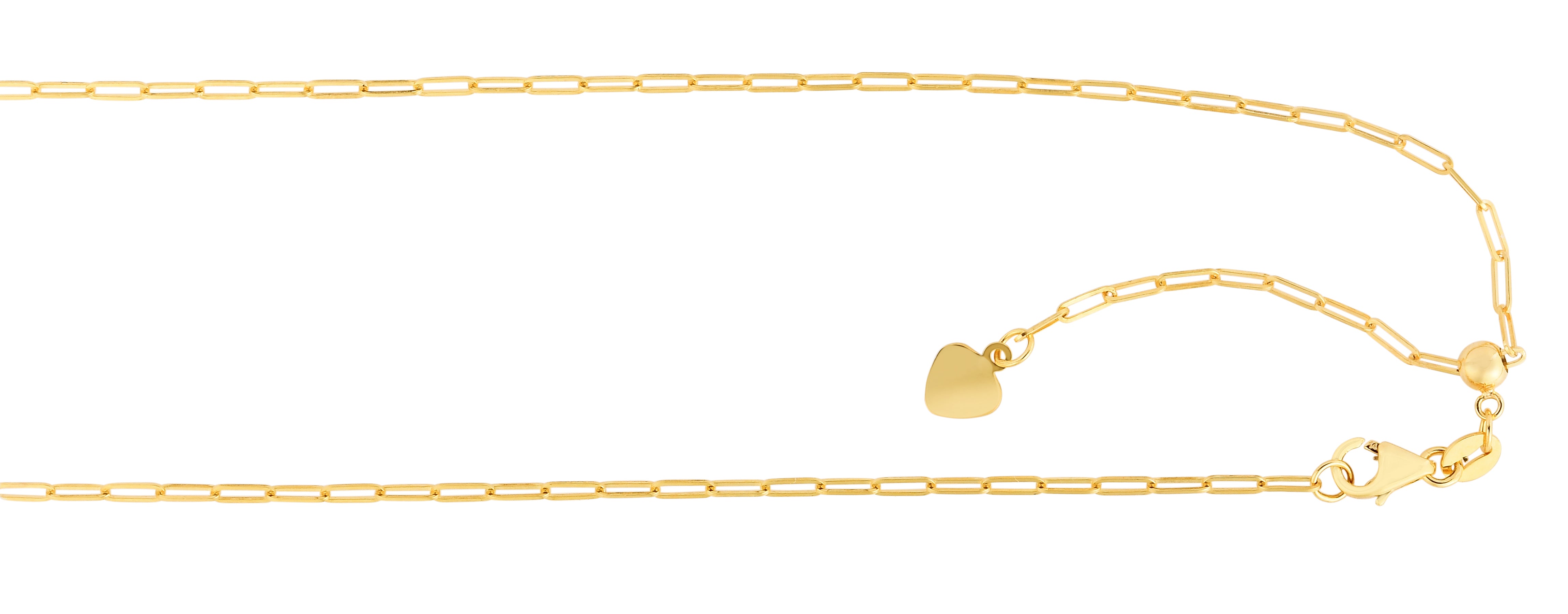 14K Yellow Gold 1.5mm Adjustable Paperclip 22" Chain with Lobster Lock